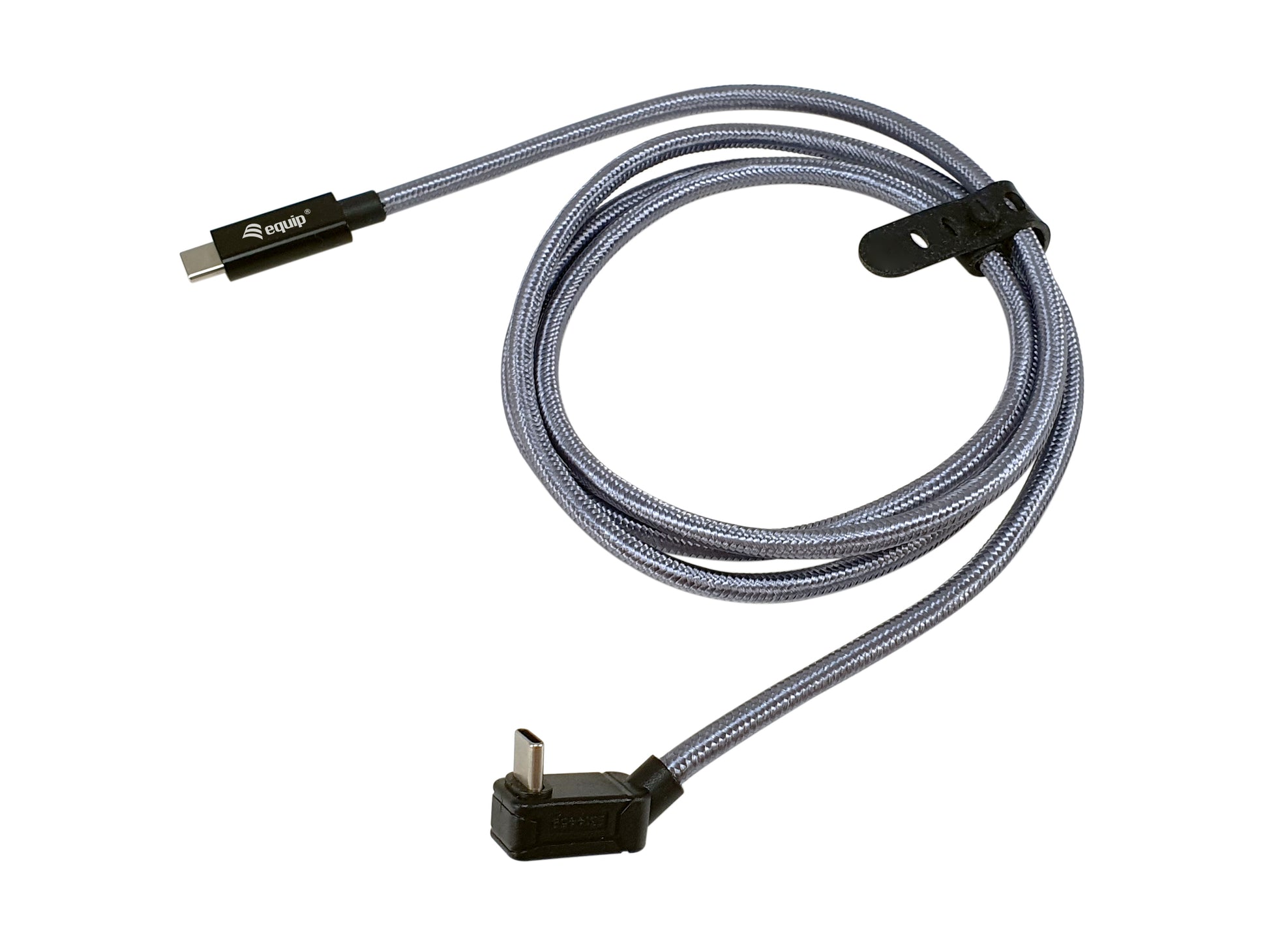 Equip USB-C auf USB-C Kabel – USB4 20 Gbit/s – 3 m – PD 240 W – 4K/60 – Geflochten, Abgewinkelt – Silber