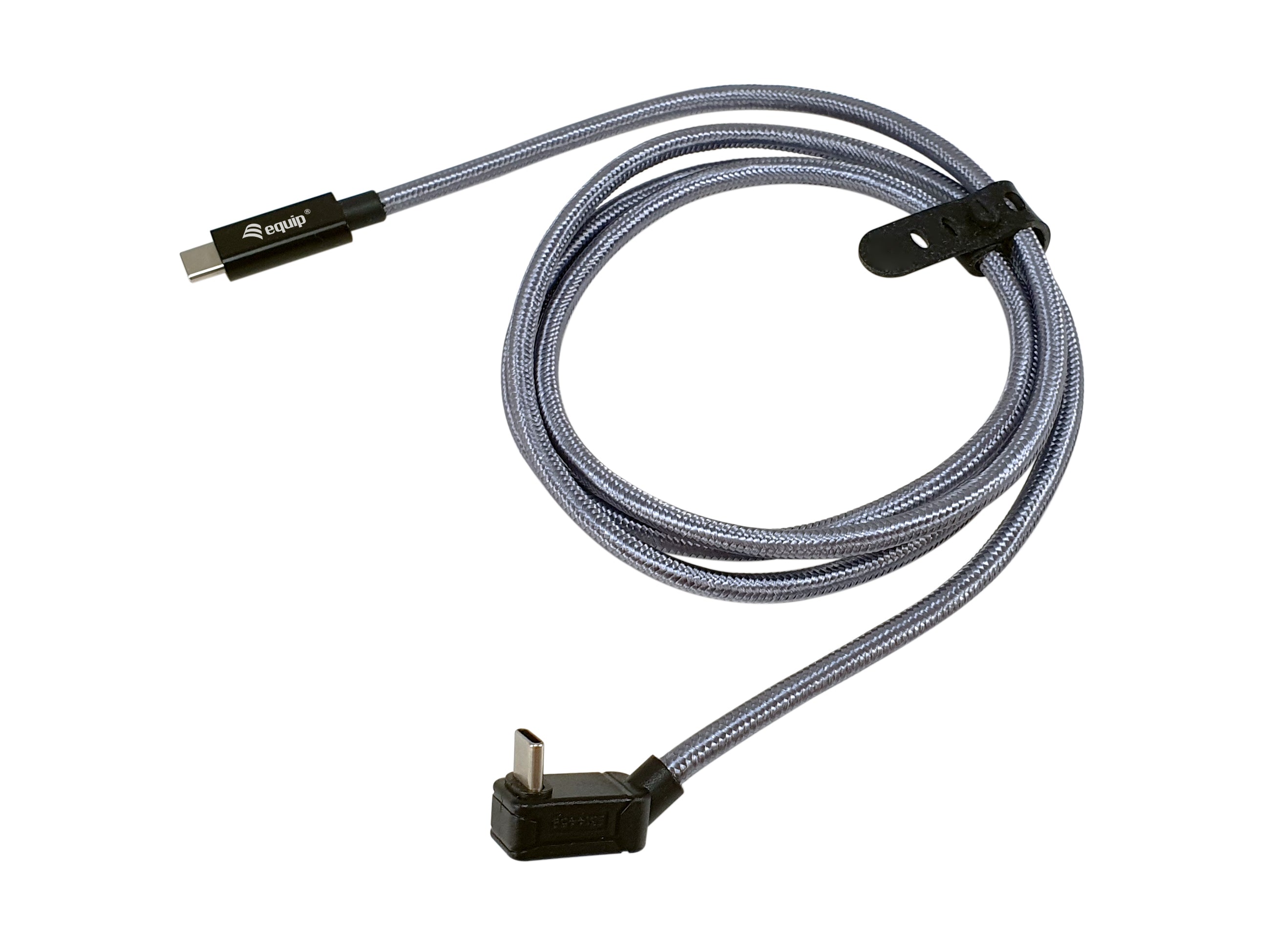 Equip USB-C auf USB-C Kabel – USB4 20 Gbit/s – 3 m – PD 240 W – 4K/60 – Geflochten, Abgewinkelt – Silber