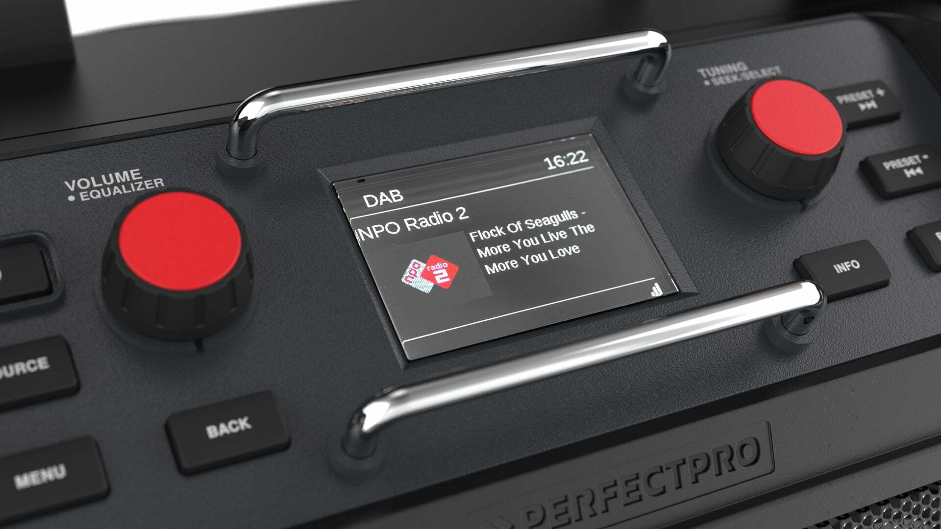 Perfectpro Rockpro – Baustellenradio – DAB+, UKW, Bluetooth, IP65, Akkubetrieb – Schwarz, Rot