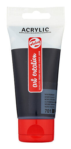 Royal Talens Art Creation Acrylfarbe – Elfenbeinschwarz 701, seidenmatt – 75 ml – für Leinwand, Papier, Holz