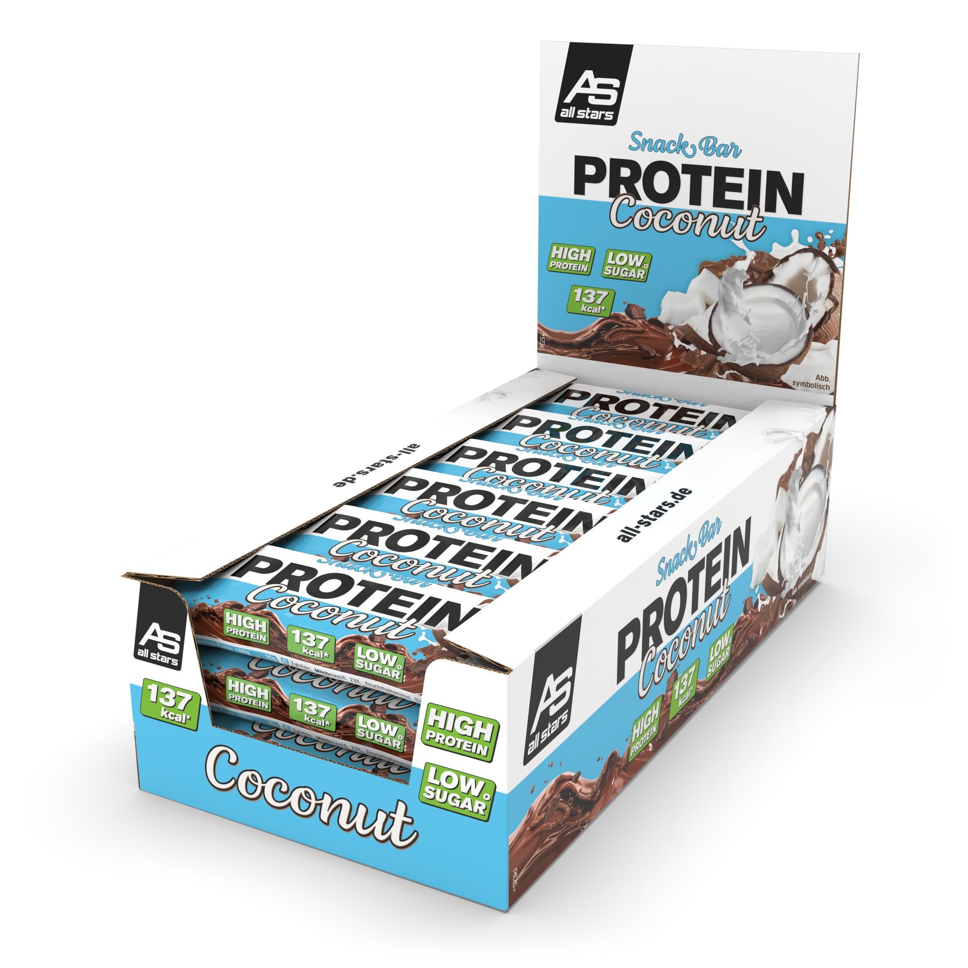 ALL STARS Fitness Products ALL STARS Protein Snack Riegel – Kokos – 18 × 35 g