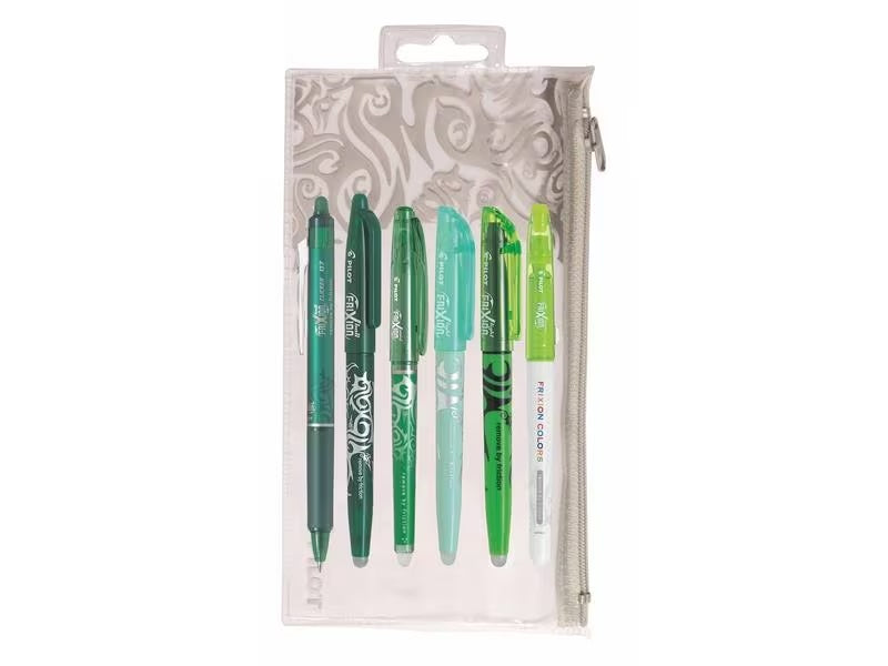Pilot FriXion Family Gelschreiber 6er Set – Grün, Strichstärke 0,7 mm, radierbar, nachfüllbar