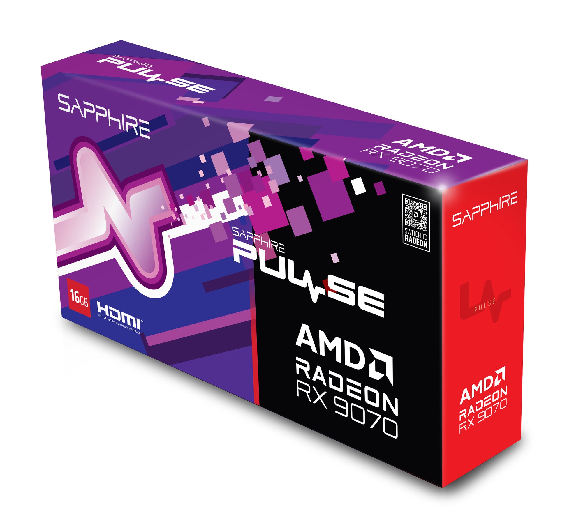Sapphire PULSE Radeon RX 9070 – 16 GB GDDR6, PCIe 5.0, 2x HDMI/2x DP