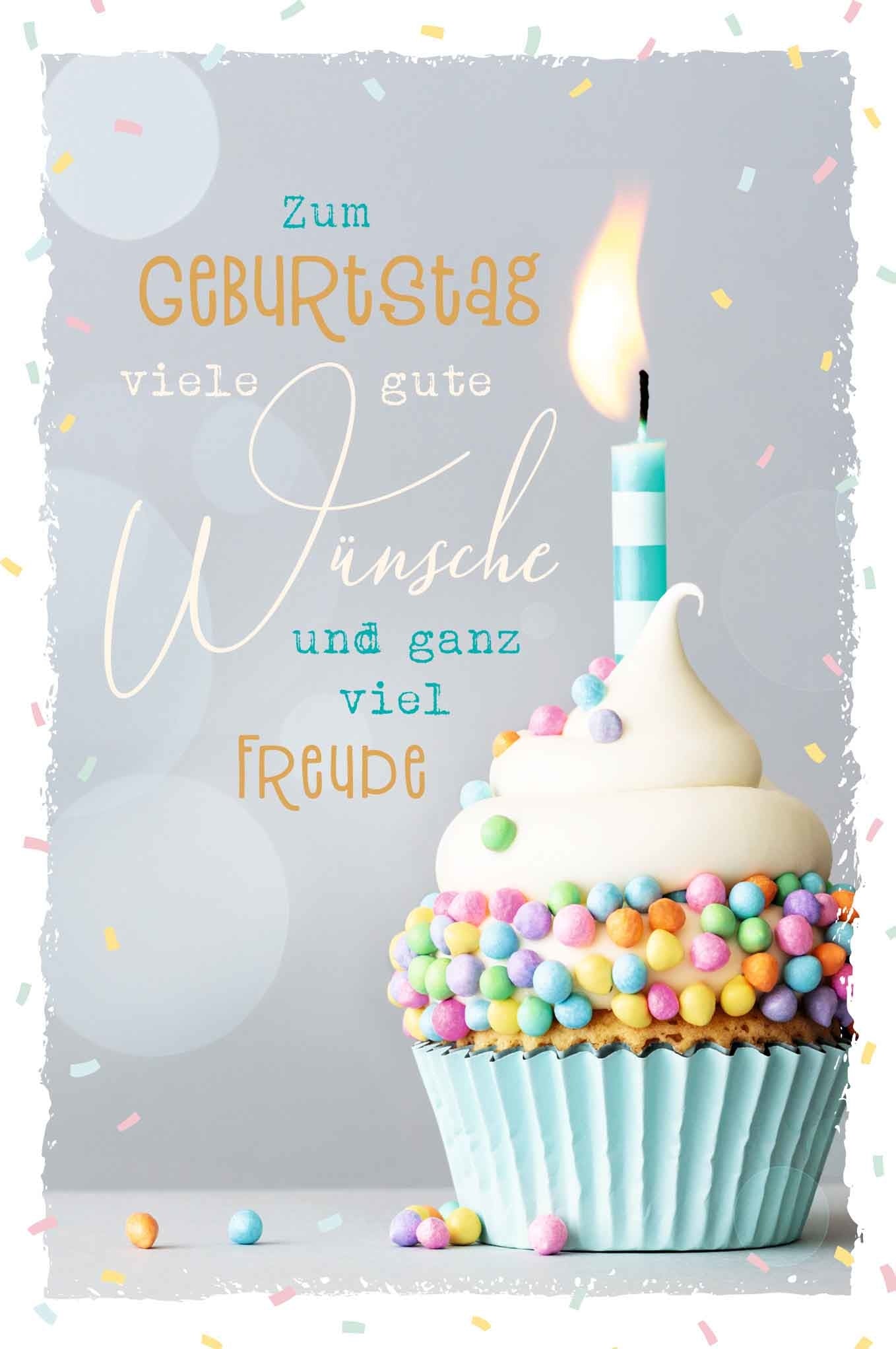ABC Geburtstagskarte – B6, mit Couvert, Cupcake mit Kerze