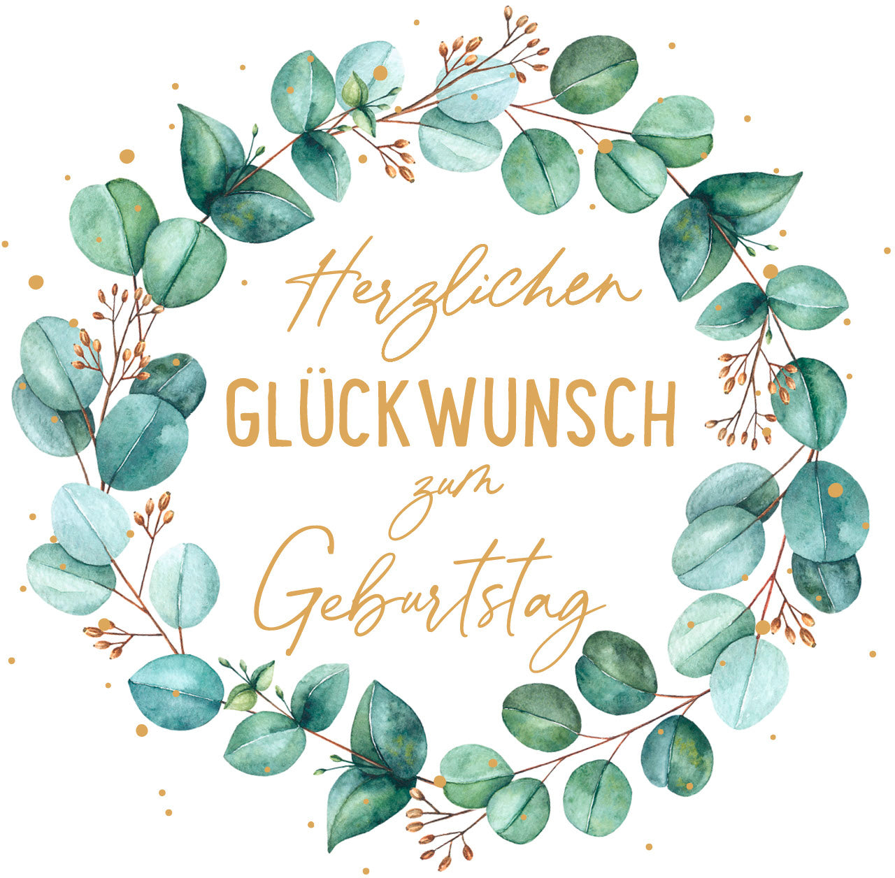 ABC Geburtstagskarte – 125 × 176 mm, mit Couvert, Blätterkranz, mehrfarbig – 1 Stk