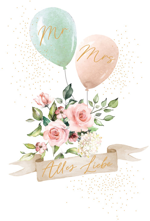 ABC Hochzeitskarte – B6, mit Couvert, Alles Liebe Mr. Mrs.