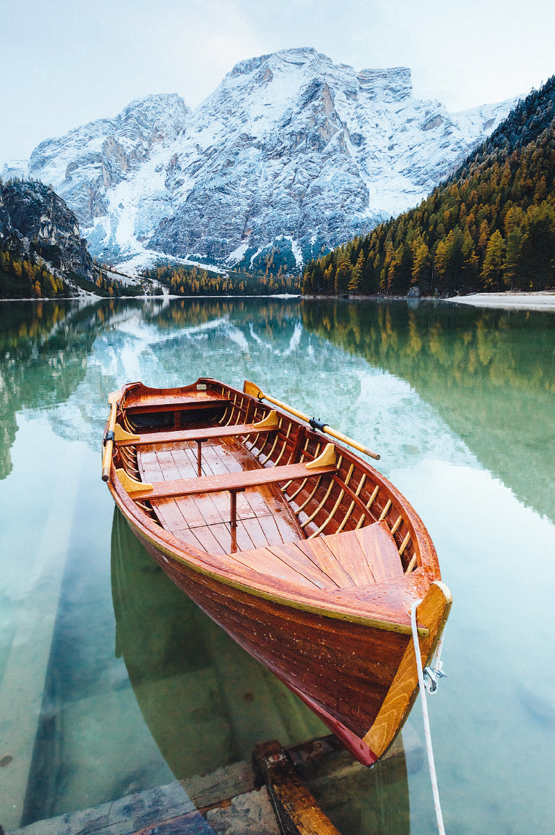 ABC Grusskarten – B6, mit Couvert, Boot auf Bergsee