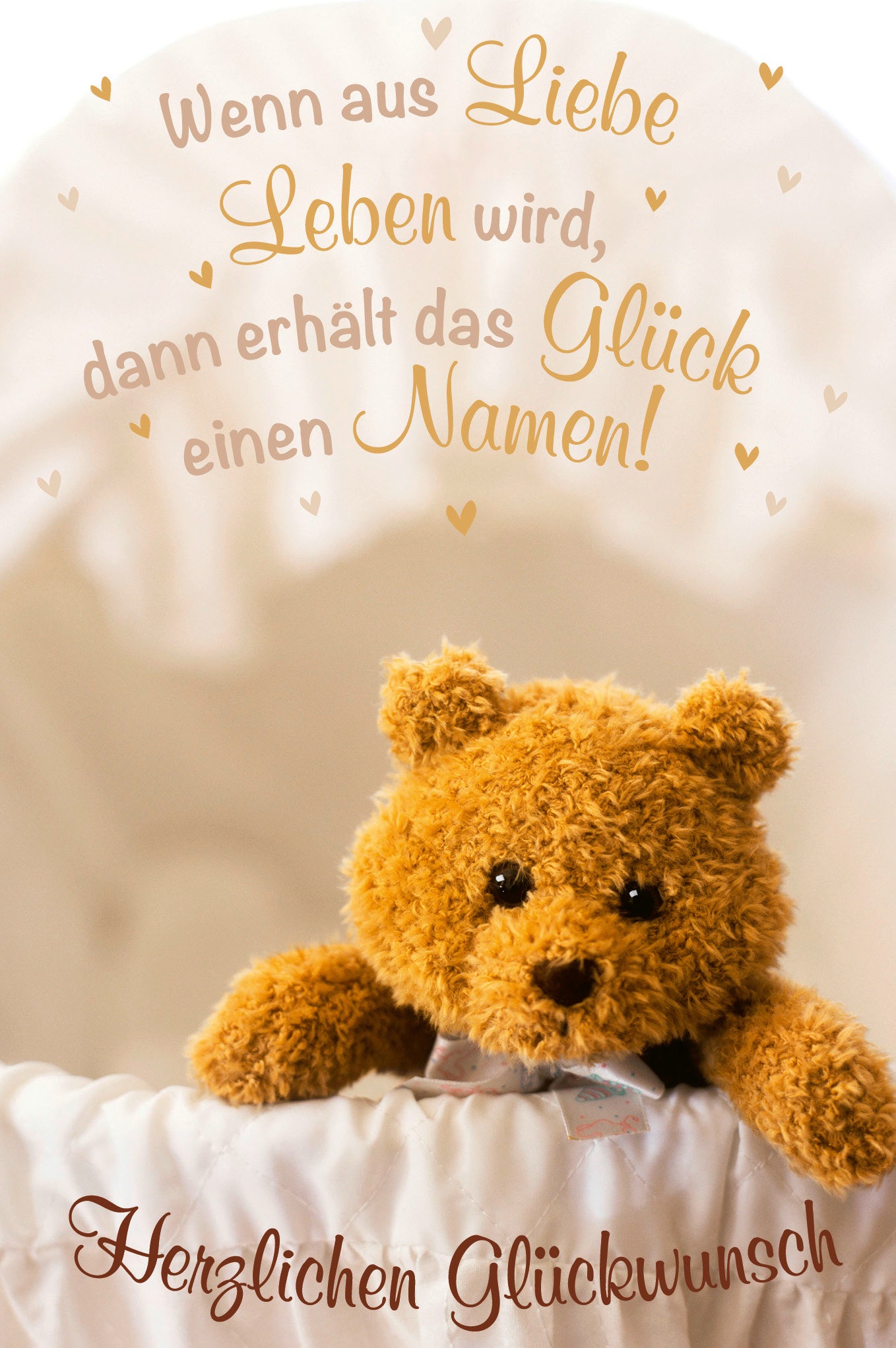 ABC Geburtskarte – 120 × 180 mm, mit Couvert, Teddybär