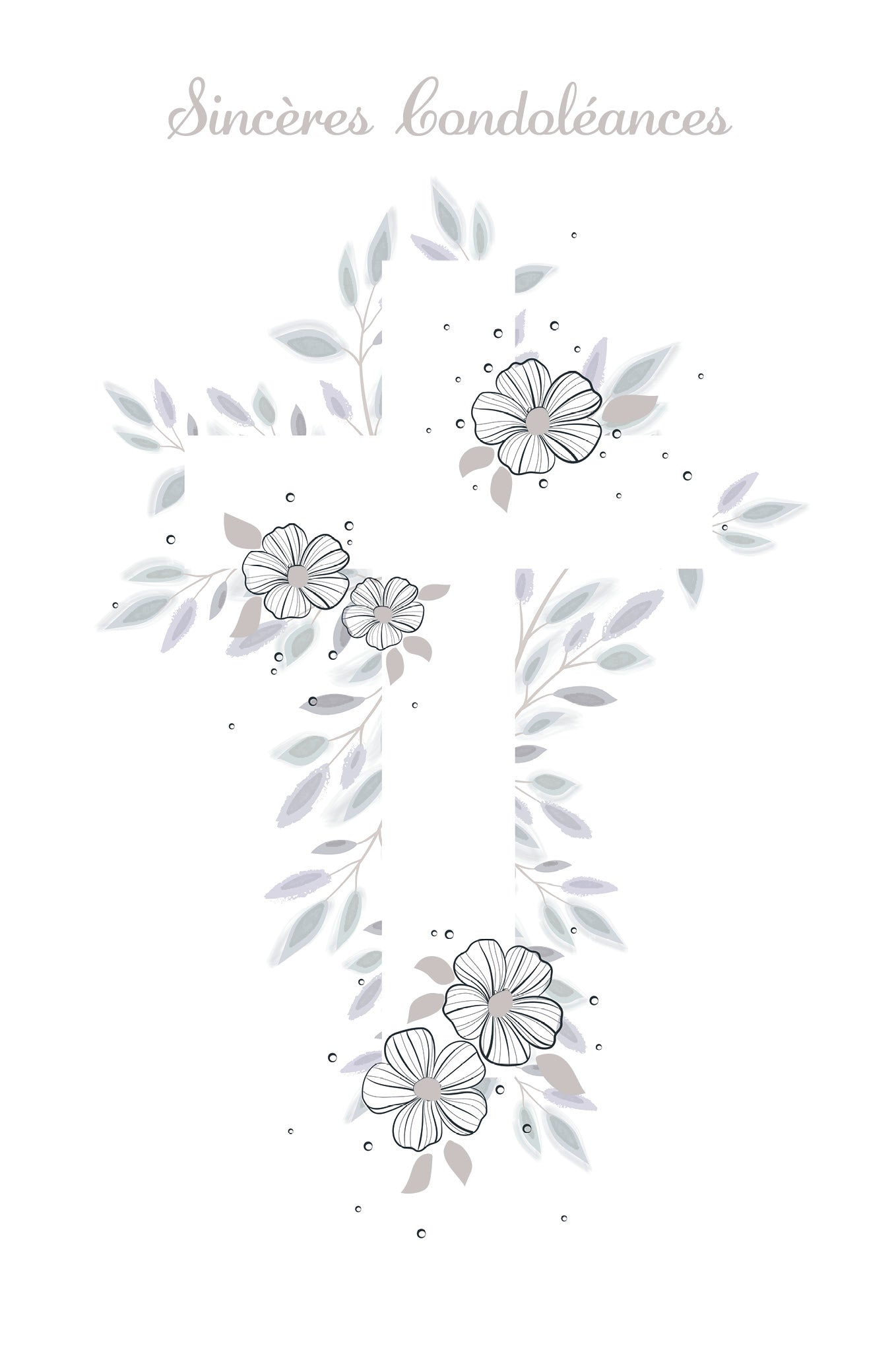 ABC Trauerkarte – B6, Blumen Kreuz