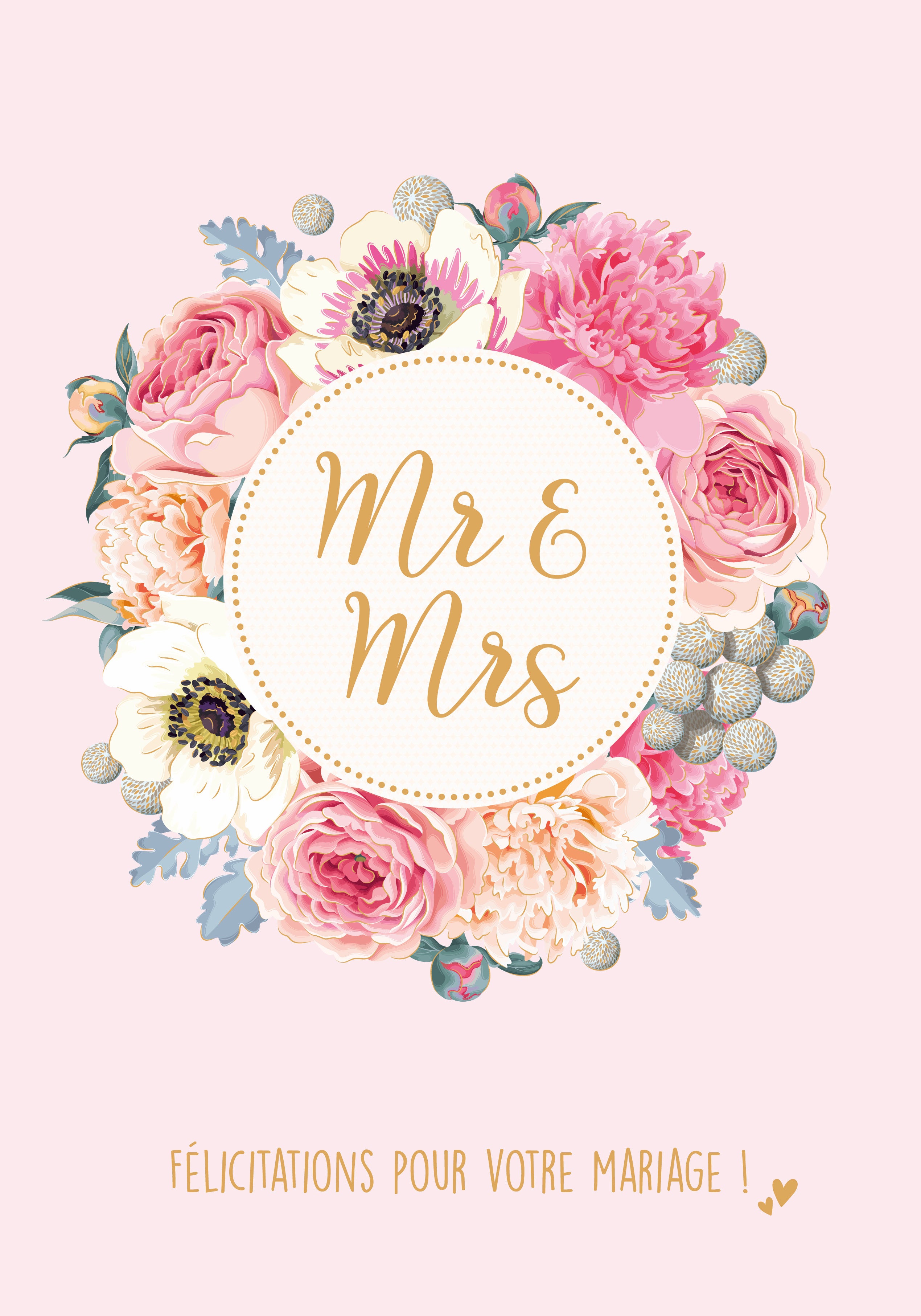ABC Hochzeitskarte – 230 × 315 mm, Blumenkranz