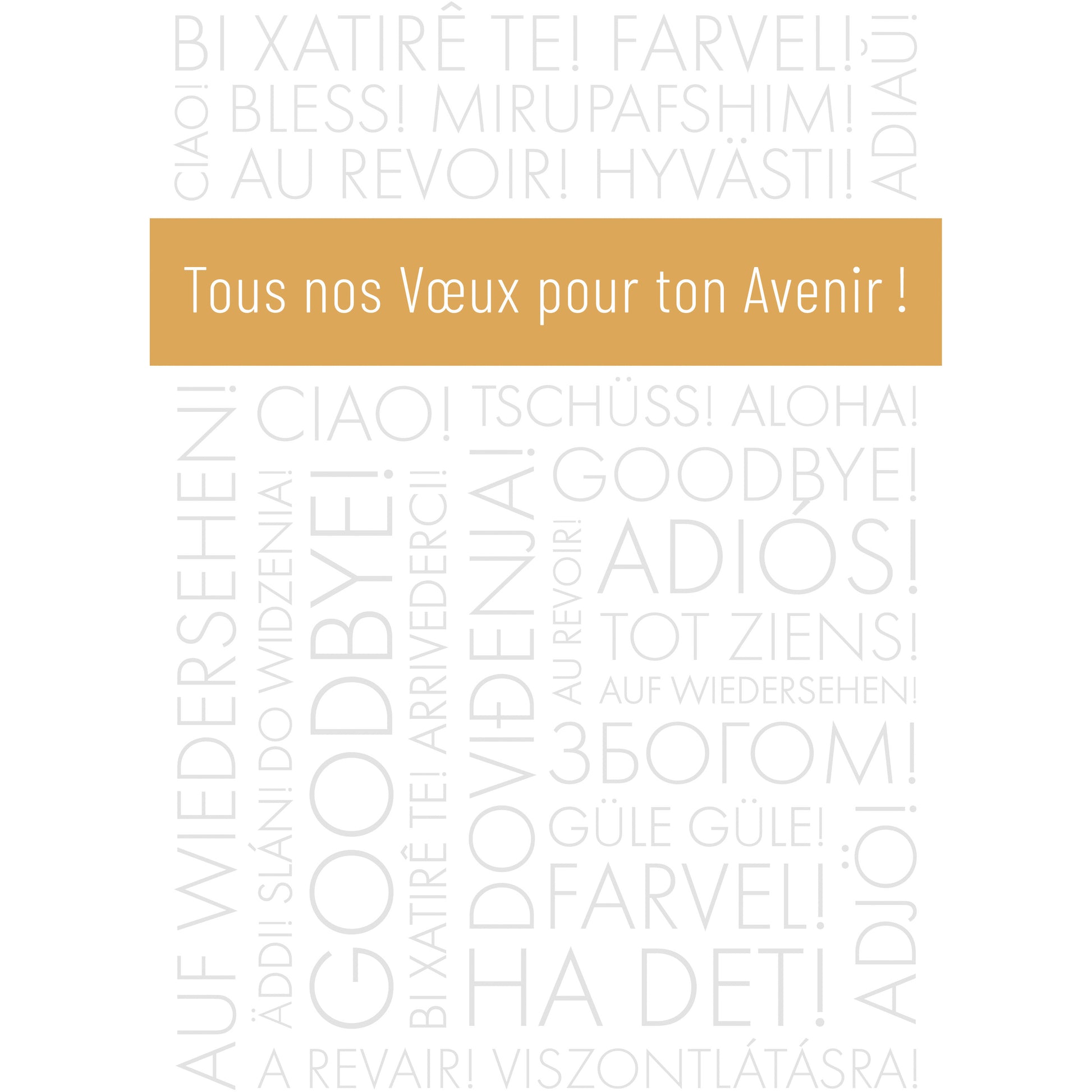 ABC Abschiedskarte – A4, Goldener Text