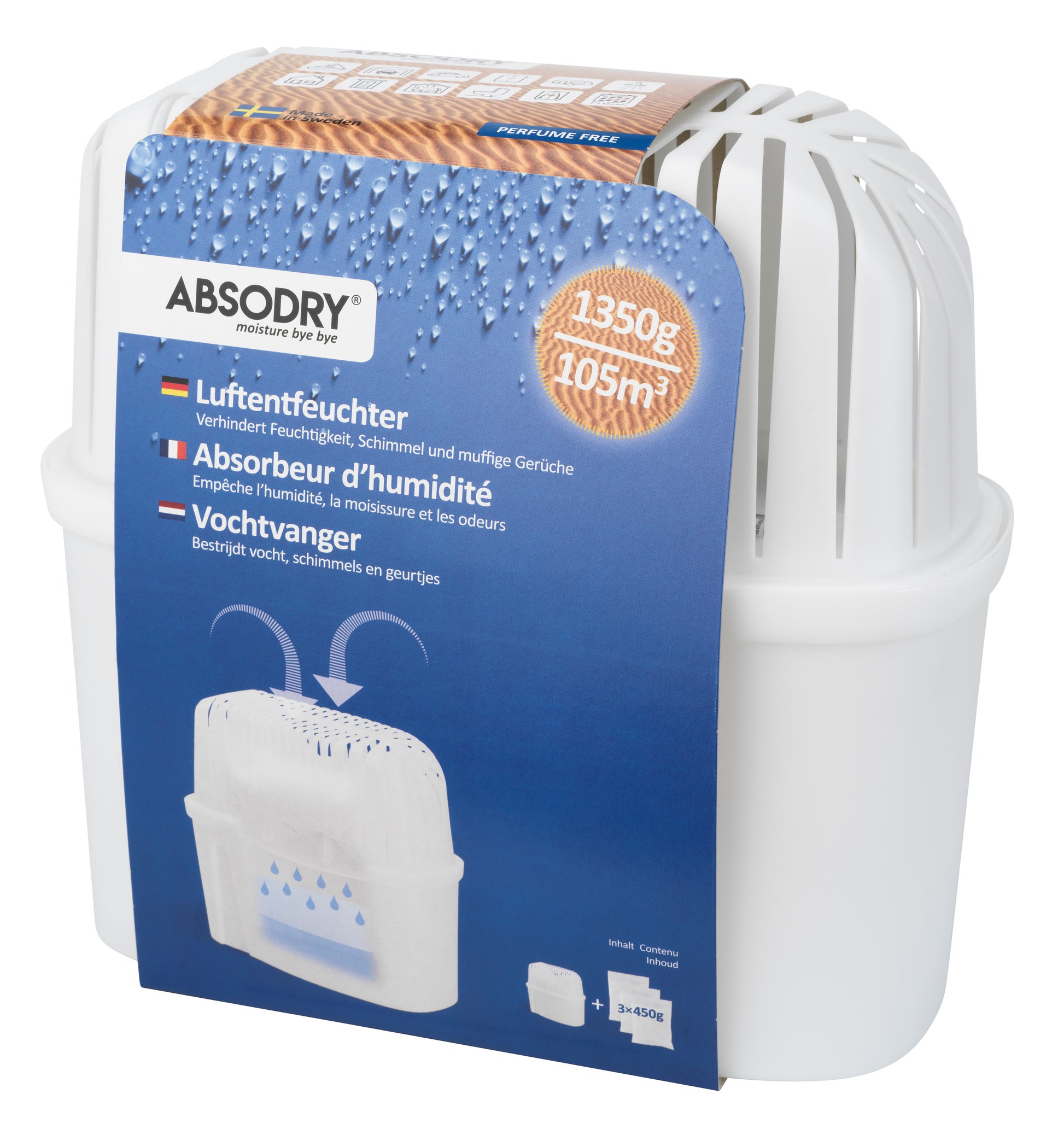 Absodry Passiver Entfeuchter Maxi – 1,35 kg, für Räume bis 105 m³