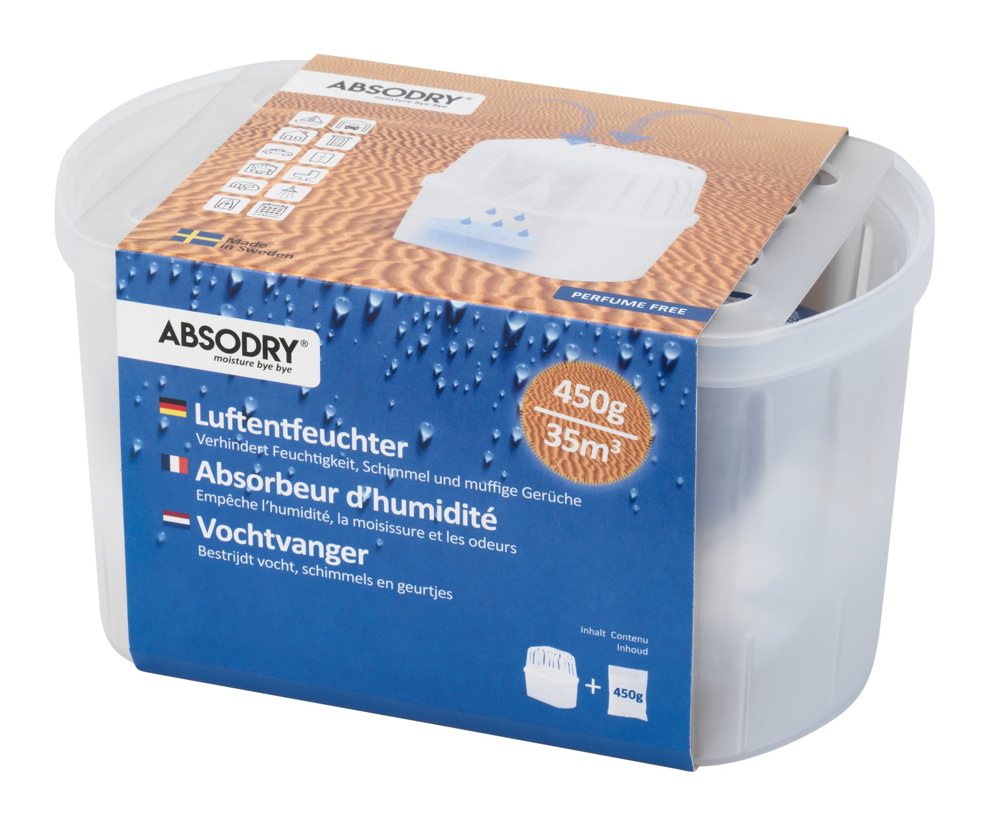 Absodry Passiver Entfeuchter Mini Compact – 450 g, für Räume bis 35 m³
