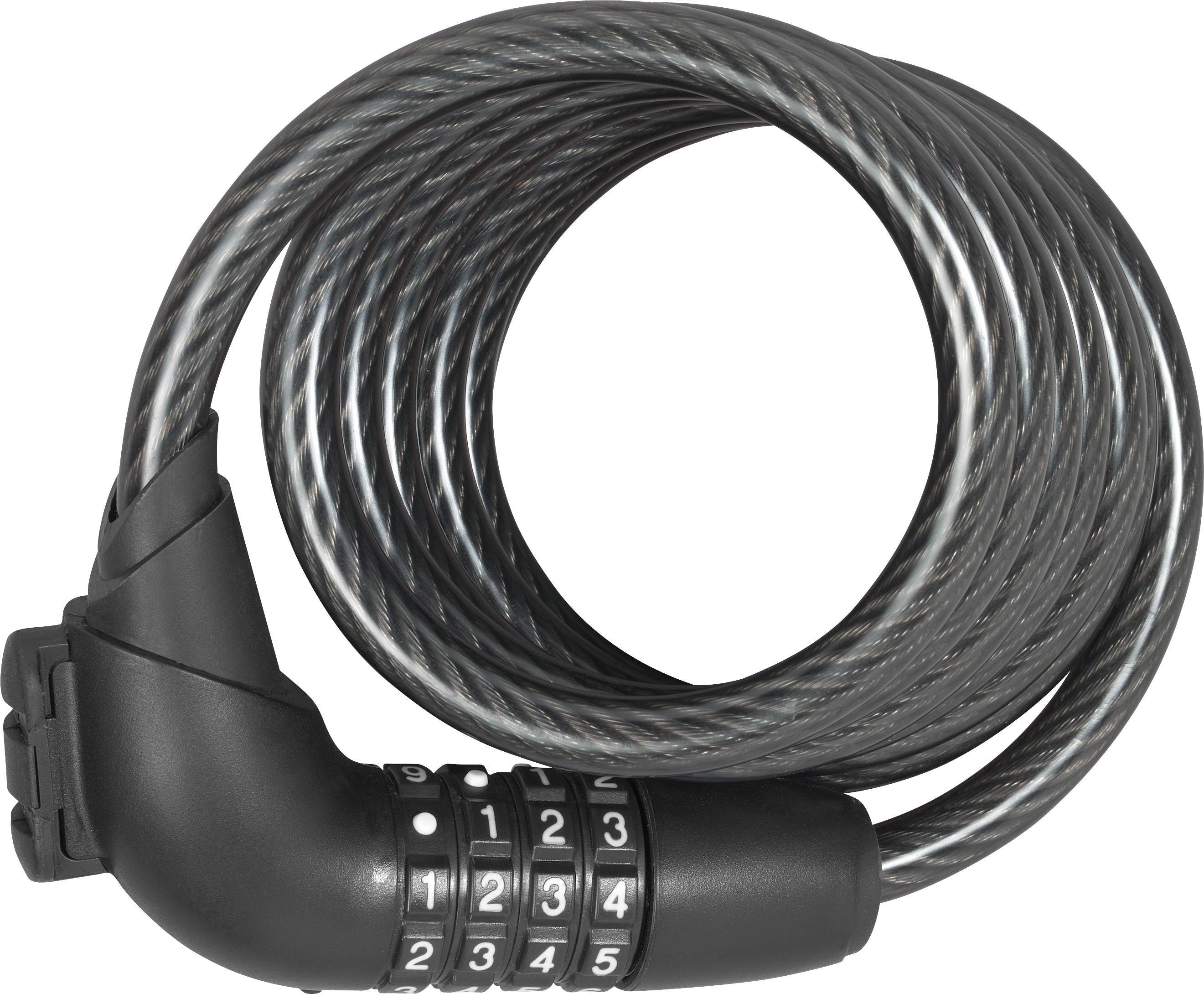 ABUS CCLOCK410 Kombinationsschloss – 4-stellig, Stahlkabel mit Kunststoffummantelung, Schwarz