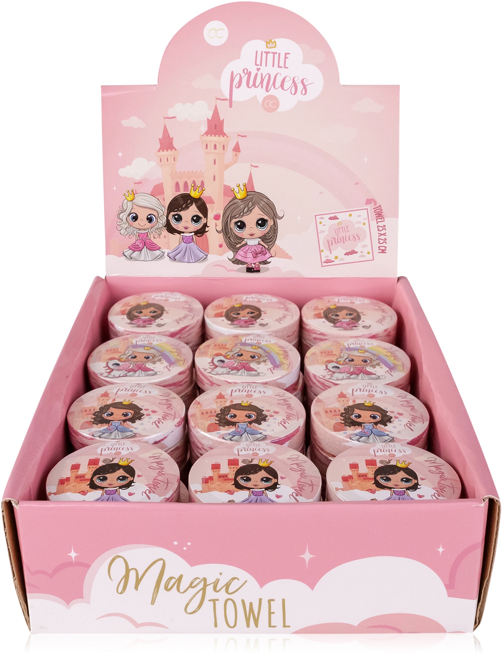 Accentra Waschlappen Little Princess – 6,2×6,2×1,5 cm, 30 g, Rosa/Weiss/Gold