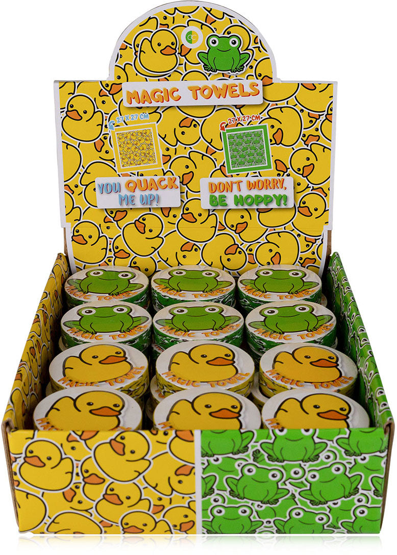 Accentra Magic Towel Waschlappen HAPPY ANIMALS – 27×27 cm, Gelb/Grün/Weiss, 2er-Set