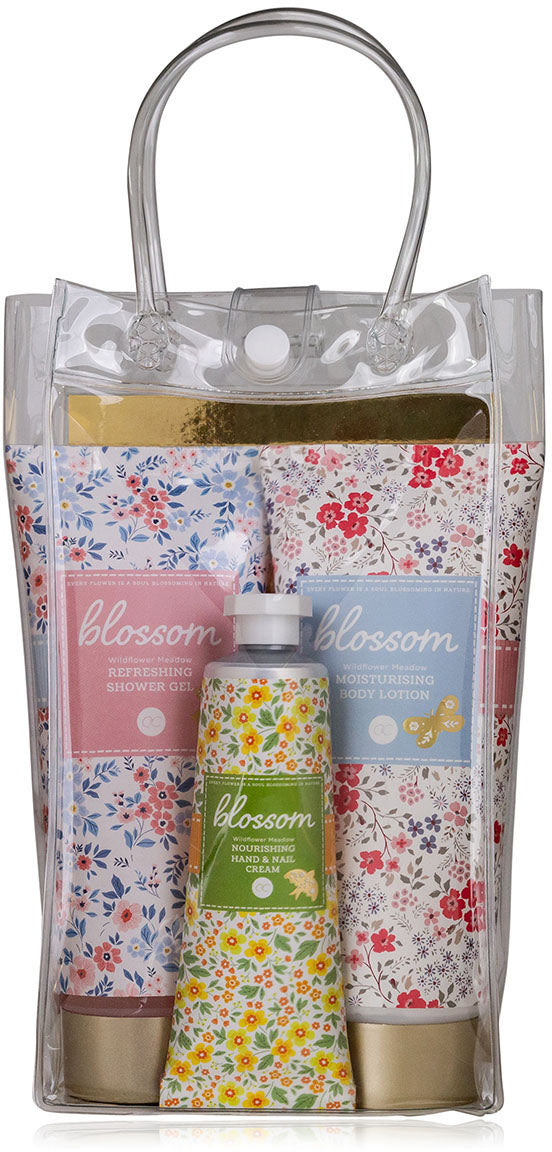 Accentra Geschenkset Blossom – Duft Wildflower Meadow – Duschgel/Bodylotion/Hand- & Nagelcreme 200/200/60 ml