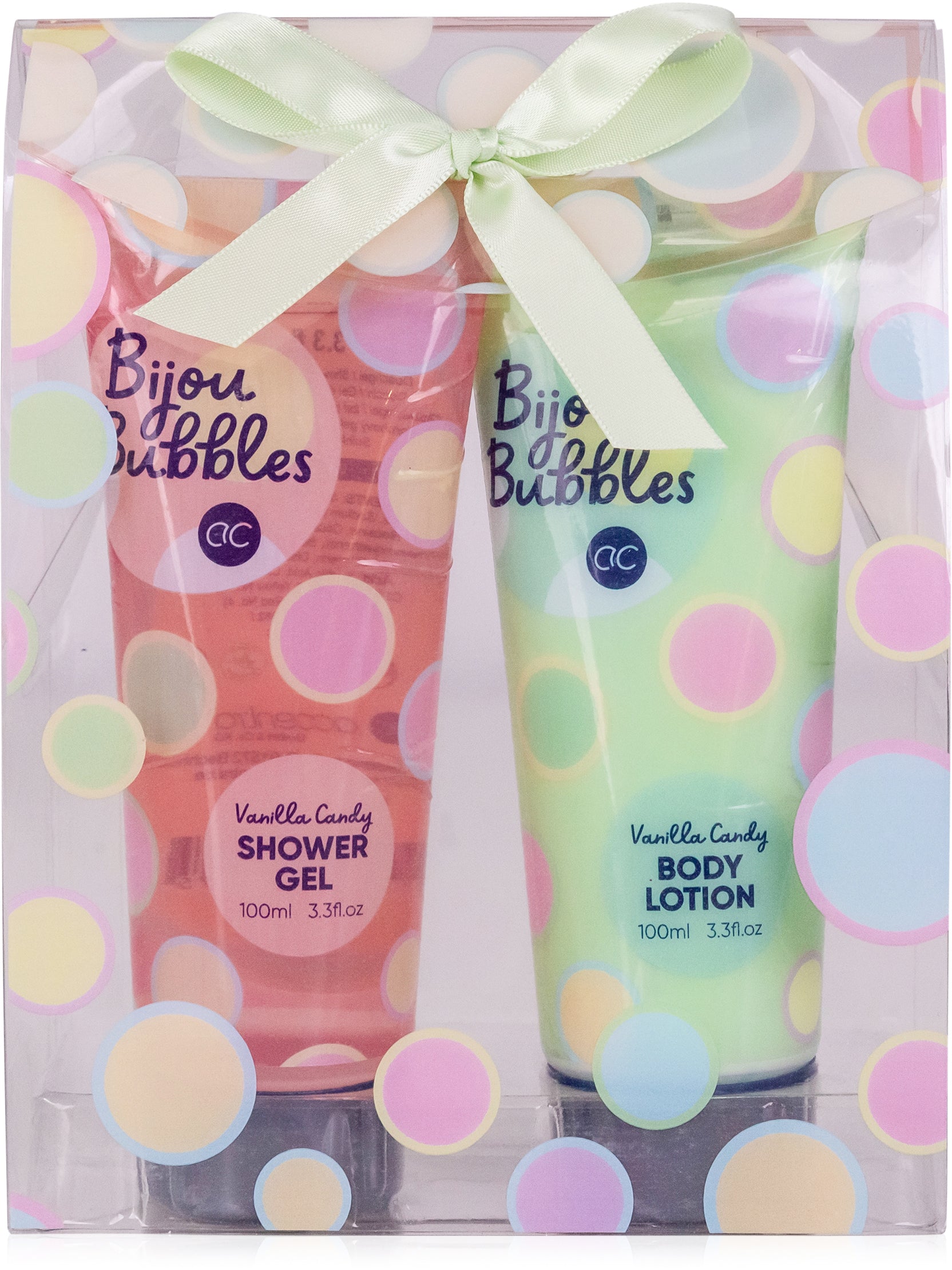 Accentra Bijou Bubbles Badeset – Duschgel 100 ml, Bodylotion 100 ml – Duft Vanille Candy