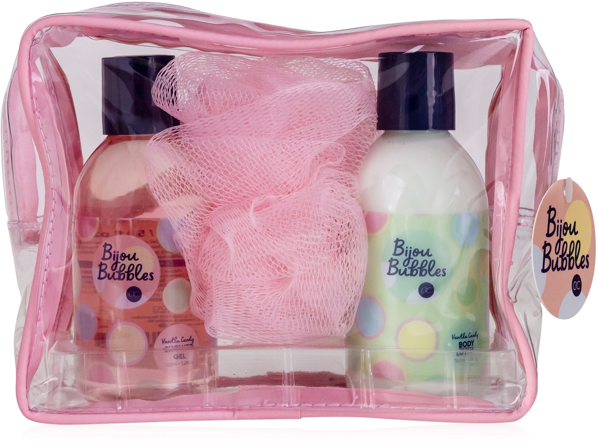Accentra Bijou Bubbles Badeset – 150 ml Duschgel, 150 ml Bodylotion, 15 g Netzschwamm – Vanilla Candy