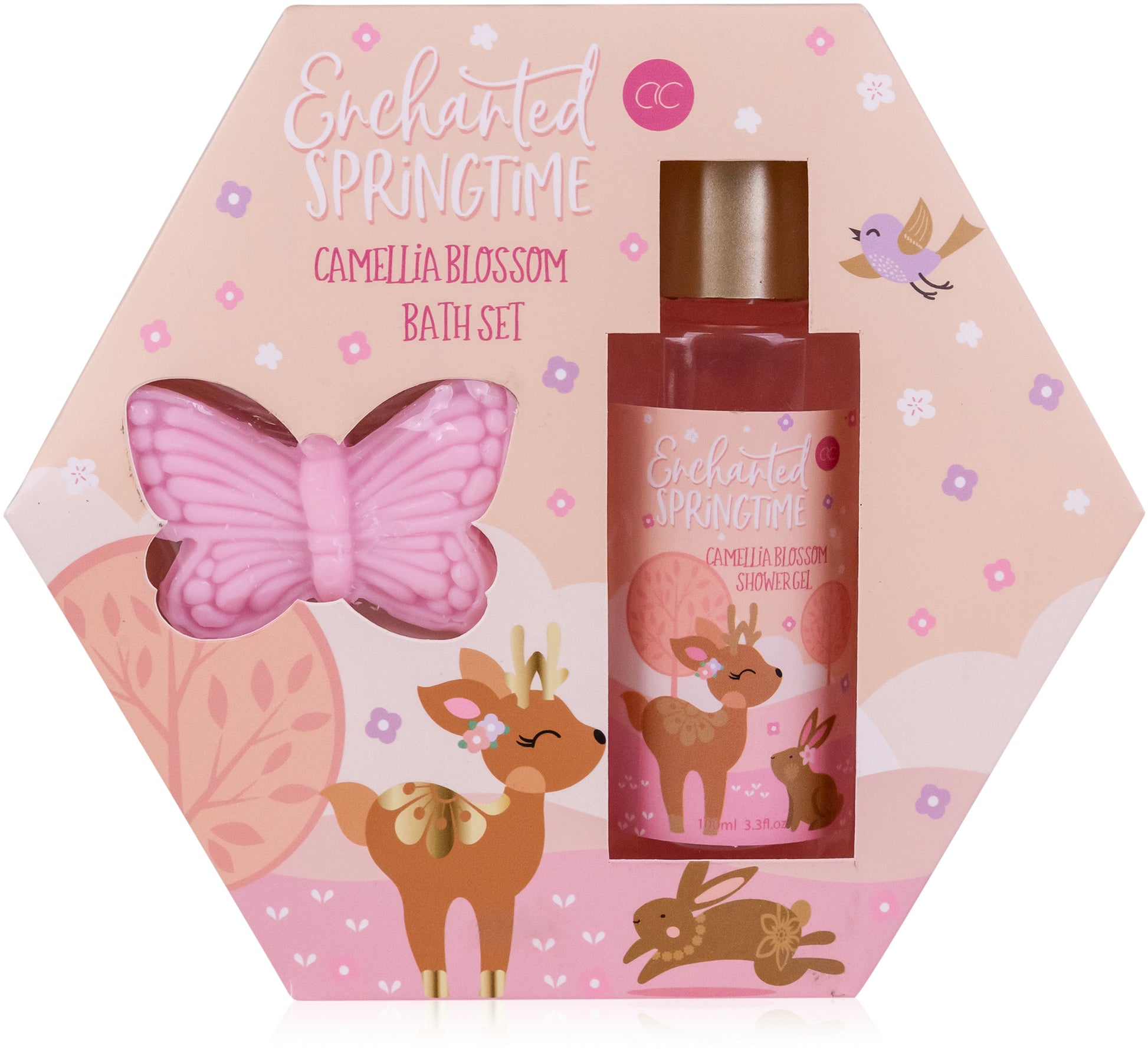 Accentra Badeset Enchanted Springtime – Duschgel 100 ml, Seife 25 g – Geschenkbox – Kamelienblüte – Rosa