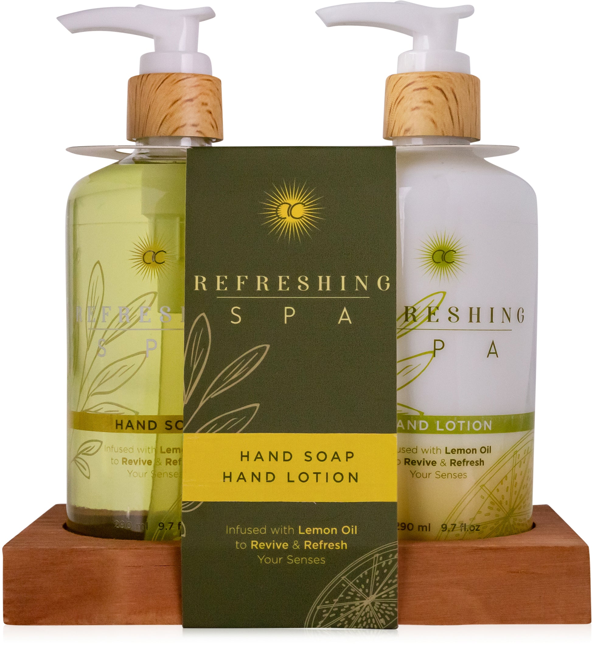 Accentra Handpflegeset Refreshing Spa – Zitrone & Jasmin, Pumpspender – 2 × 290 ml – grün/gelb