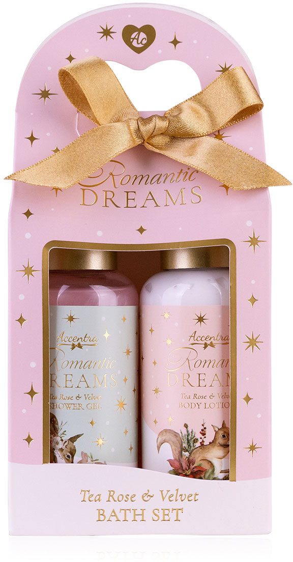 Accentra Badeset Romantic Dreams – Duschgel 100 ml, Bodylotion 100 ml – Duft Tea Rose & Velvet