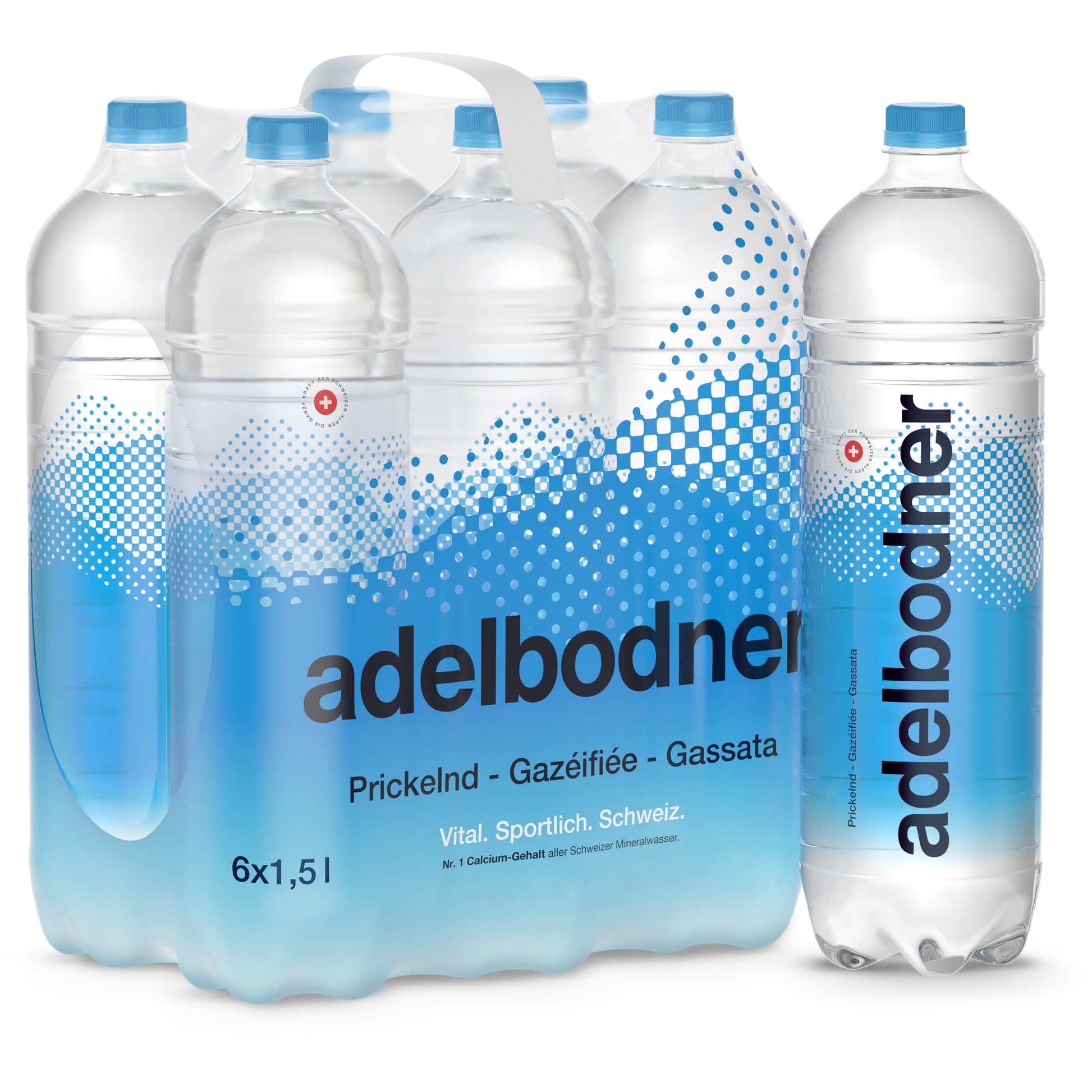 Adelbodner Mineralwasser prickelnd – 6 × 1,5 l
