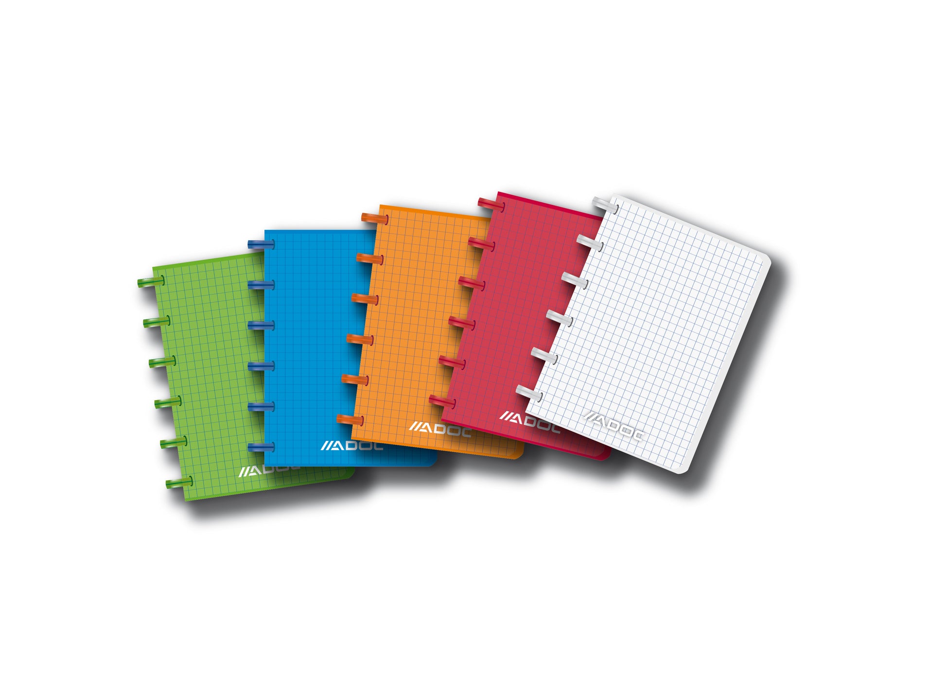 Adoc Pap-Ex Colorlines Notizheft – A6 – kariert – auswechselbare Blätter, transparenter PP-Umschlag, mehrfarbig