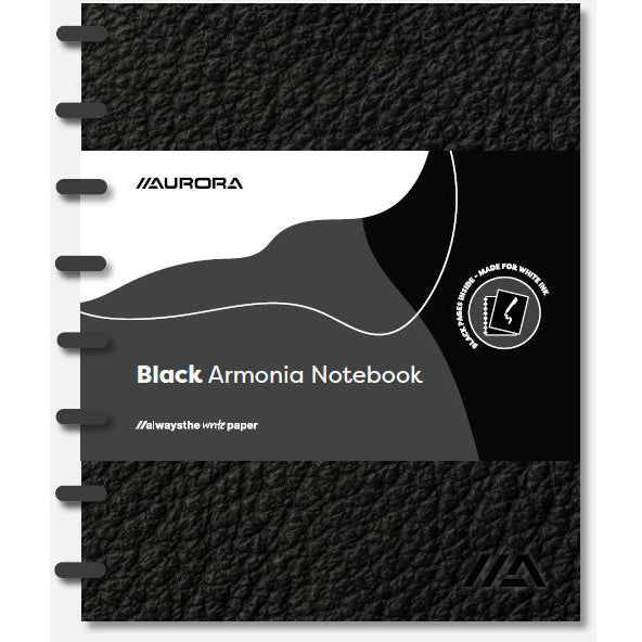 Adoc Armonia Notizbuch – A5 – blanko – 80 Seiten – 120 g/m² – Kunstledereinband, schwarze Seiten, PEFC