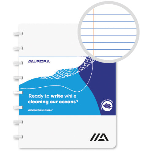 Adoc Ocean Waste Notizbuch – A5 – liniert – 144 Seiten – 90 g/m² – Ringbuch, nachfüllbar, PEFC