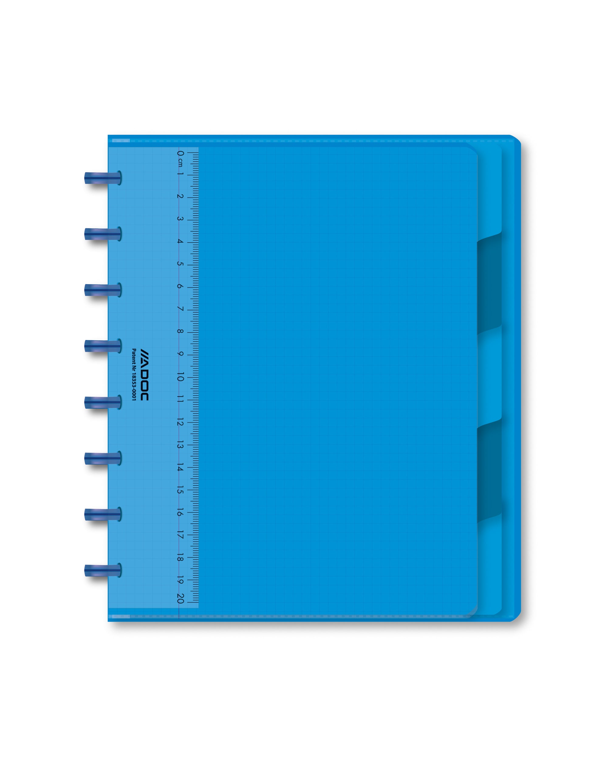 Adoc Pap-Ex Notizheft – 195 × 223 mm – kariert – auswechselbare Blätter, 5-teiliges Register, blau