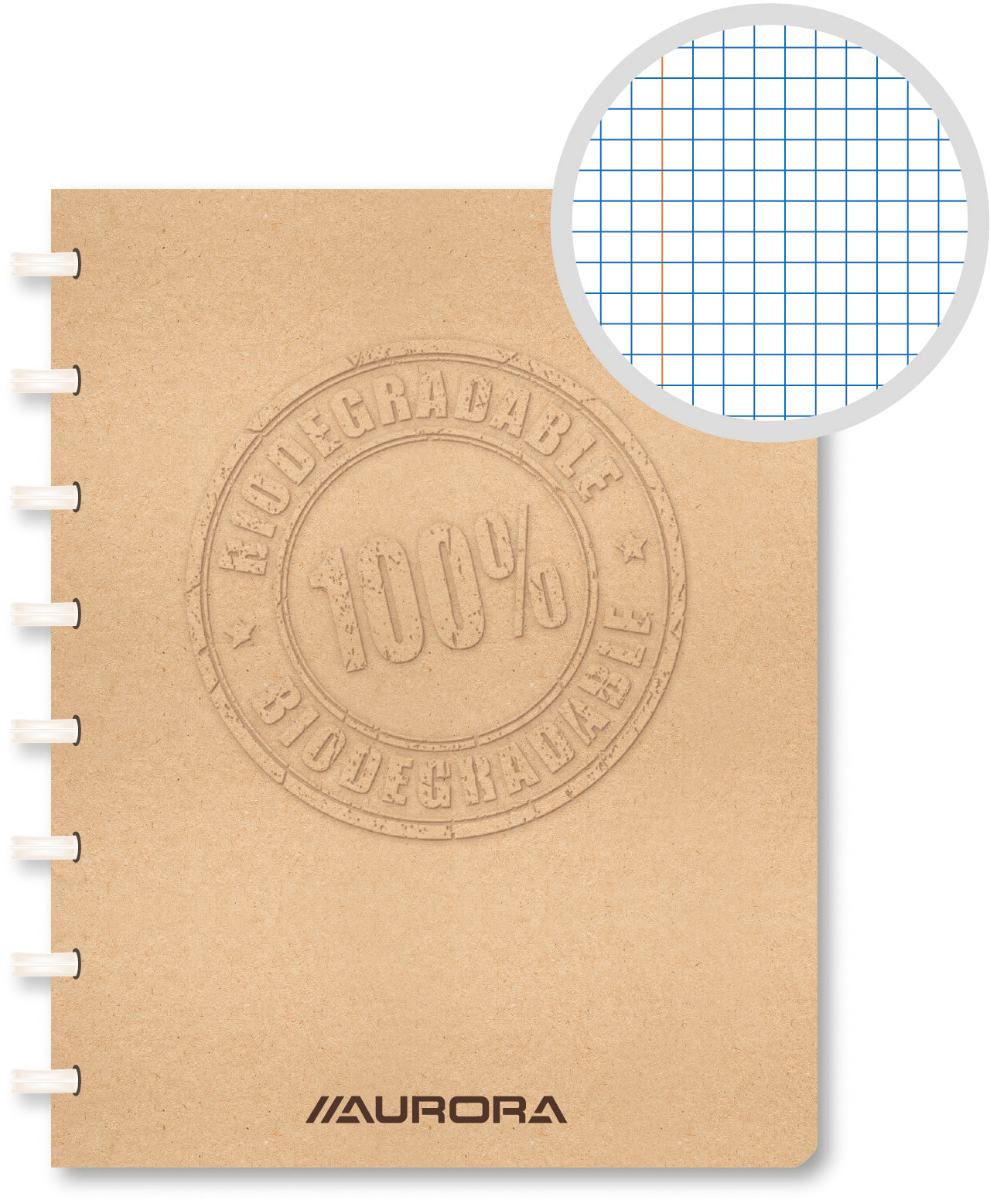 Adoc Bio Spiralheft – A5 – kariert 5 mm – 144 Seiten – 90 g/m² – braun – PEFC