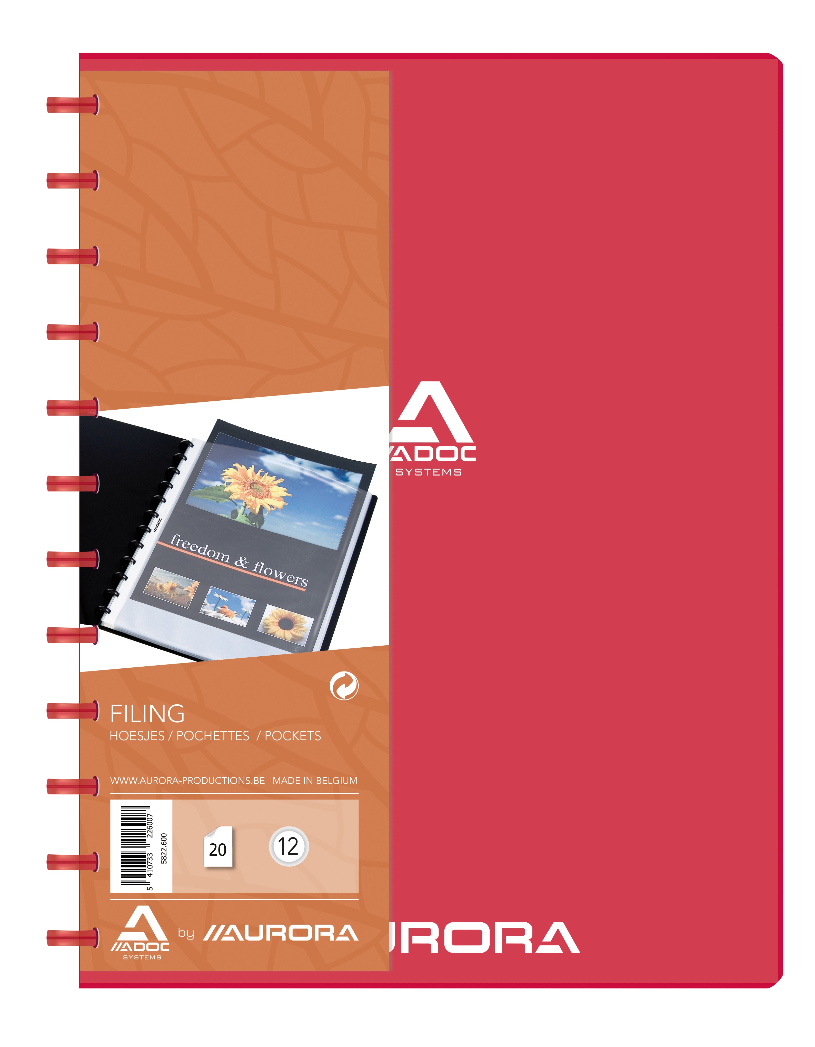 Adoc Standard Sichtbuch 5822.600 für A4, 20 Hüllen – Rot