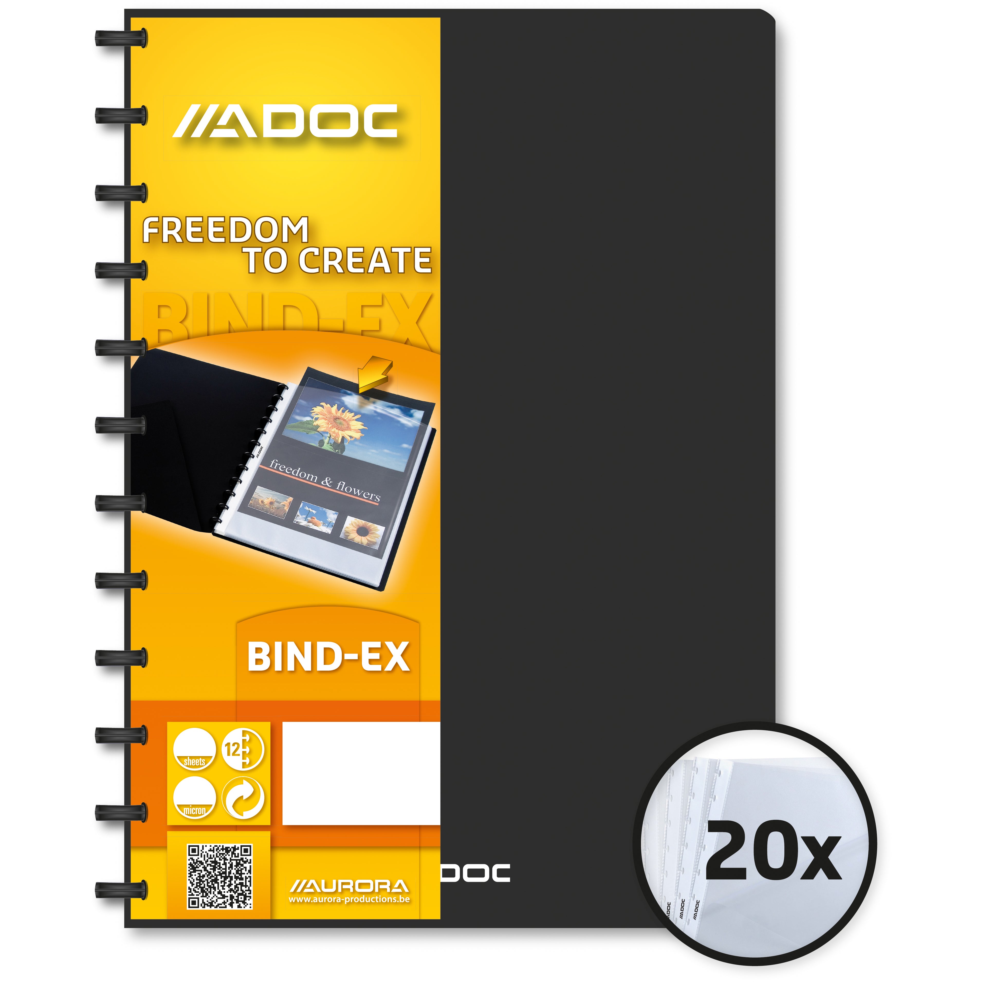 Adoc Sichtbuch Standard 5822.700, für A4, 20 Hüllen – schwarz