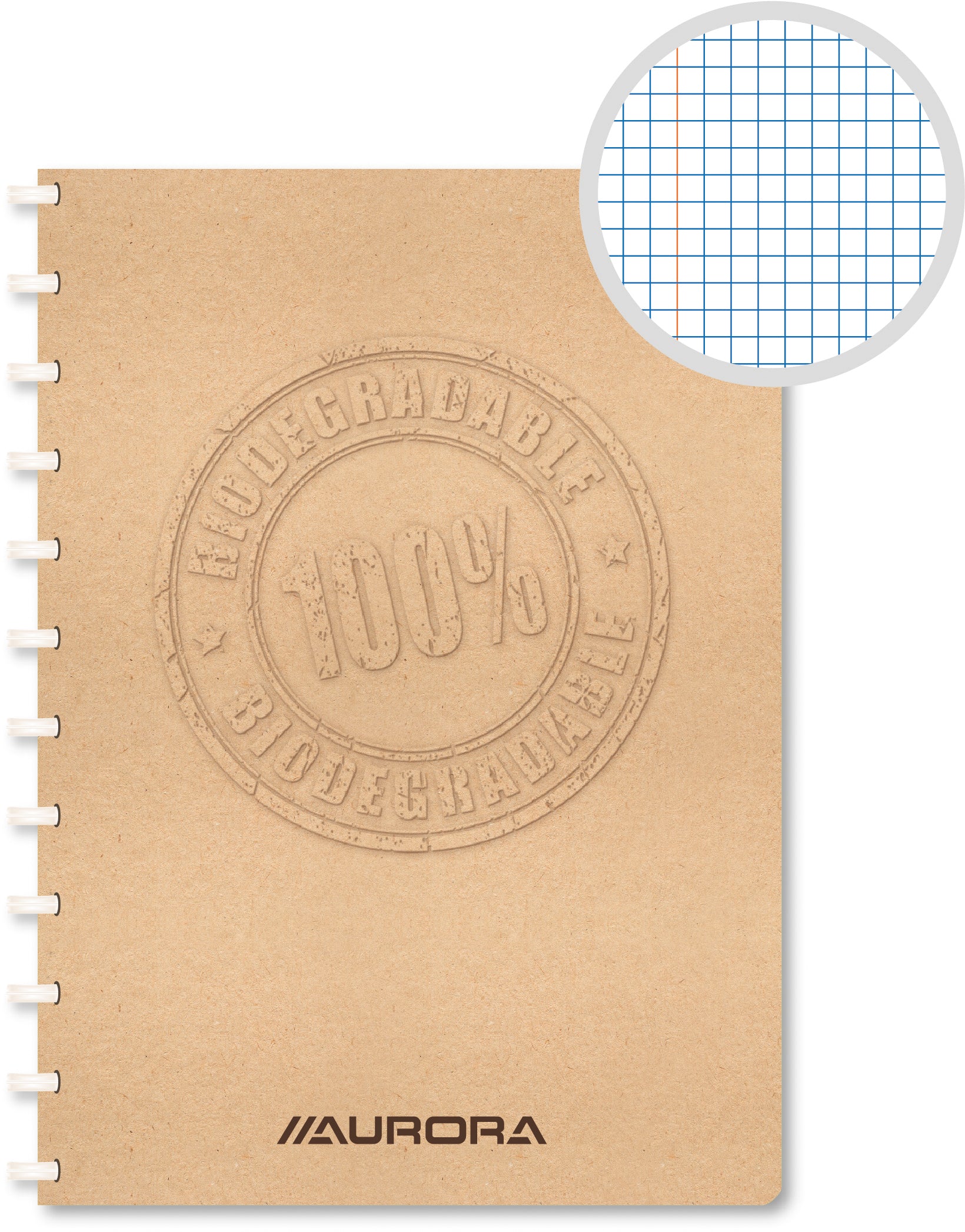 Adoc Spiralheft – A4 – kariert 5 mm – 144 Seiten – 90 g/m² – Softcover, auswechselbare Blätter, braun, PEFC