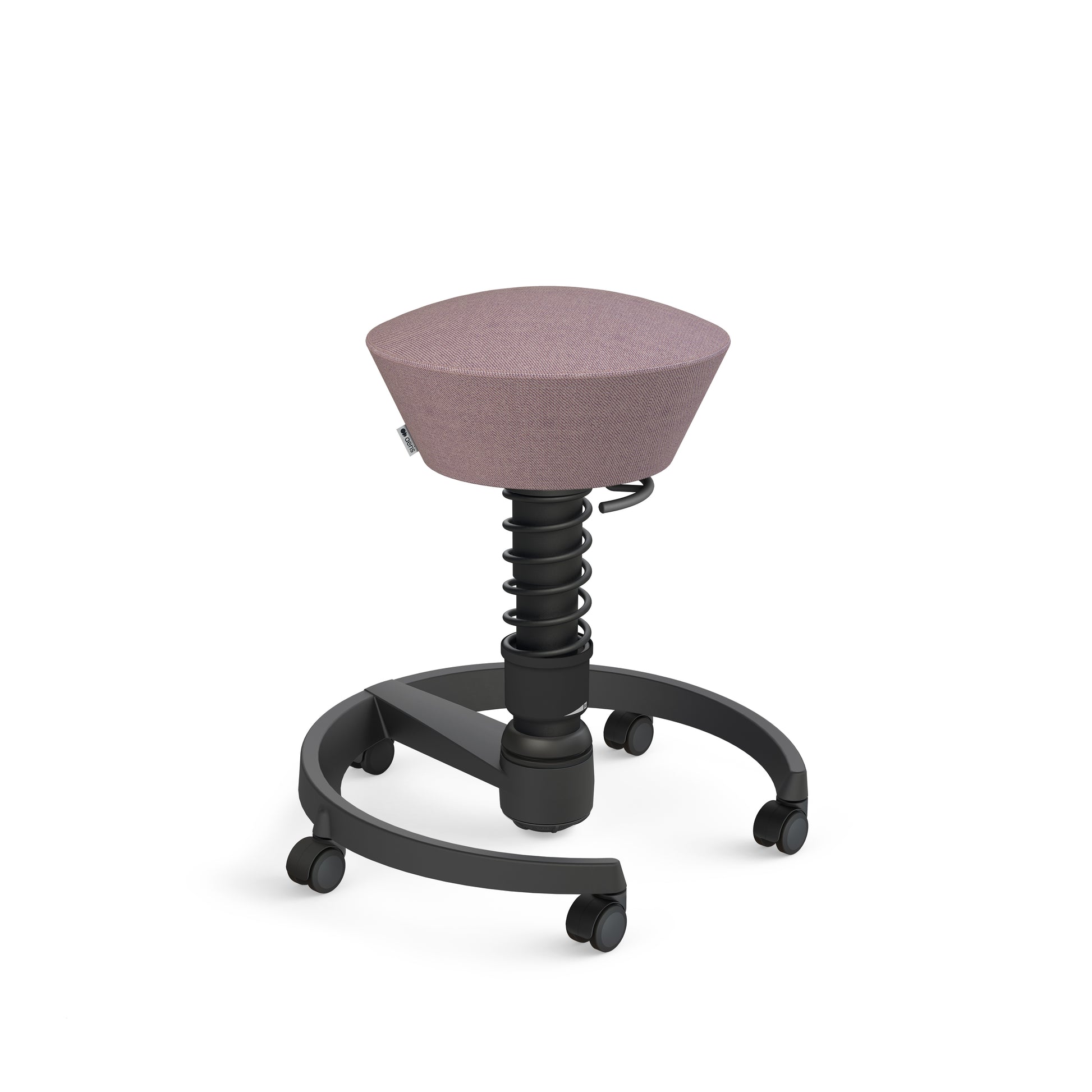 Aeris Swopper 102HBSTBK Stehhocker – Stoff – Schwarz/Violett, 3D-Aktiv-Sitz, mit Rollen, 45–59 cm