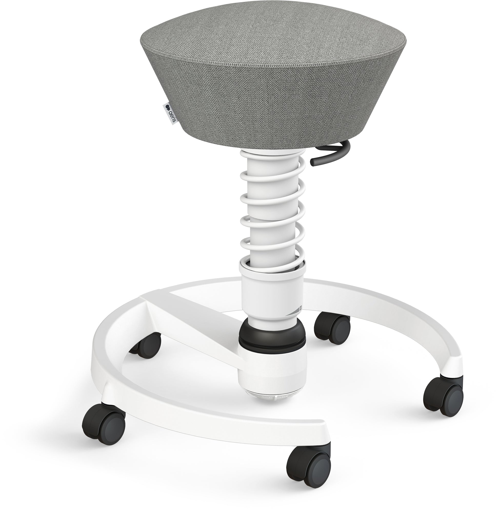 aeris Swopper 102HBSTWH Stehhocker – Grau/Weiss, 3D-Aktiv-Sitz, mit Rollen, 52–66 cm