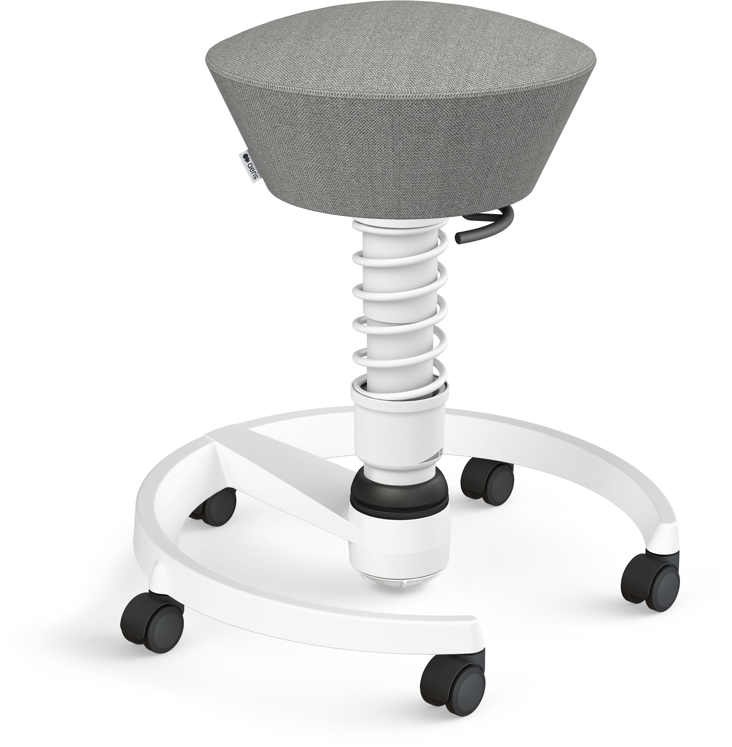 aeris Swopper 102HBSTWH Stehhocker – Grau/Weiss, 3D-Aktiv-Sitz, mit Rollen, 52–66 cm