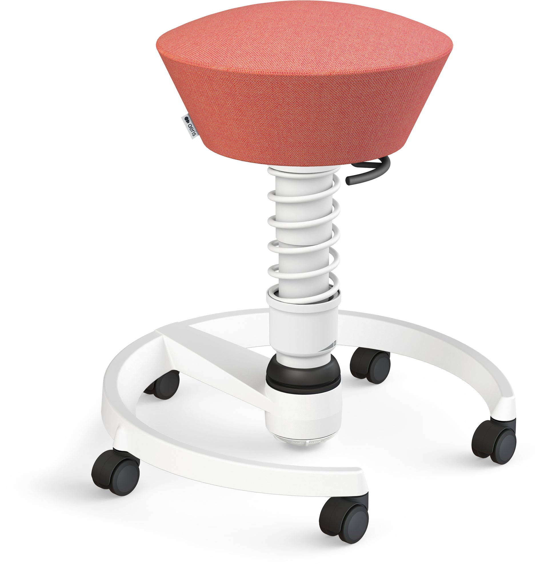 Aeris Swopper 102HBSTWH Rollhocker – Rosa/Weiss, 3D-Aktiv-Sitz, mit Rollen, Sitzhöhe 45–59 cm