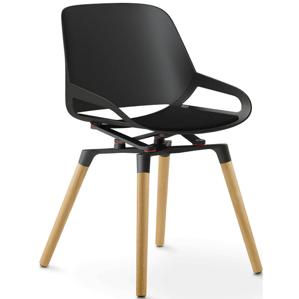 Aeris NUMO P462OABKB Besuchersessel – Polster/Eiche – Schwarz, mit Kinematik-Mechanik
