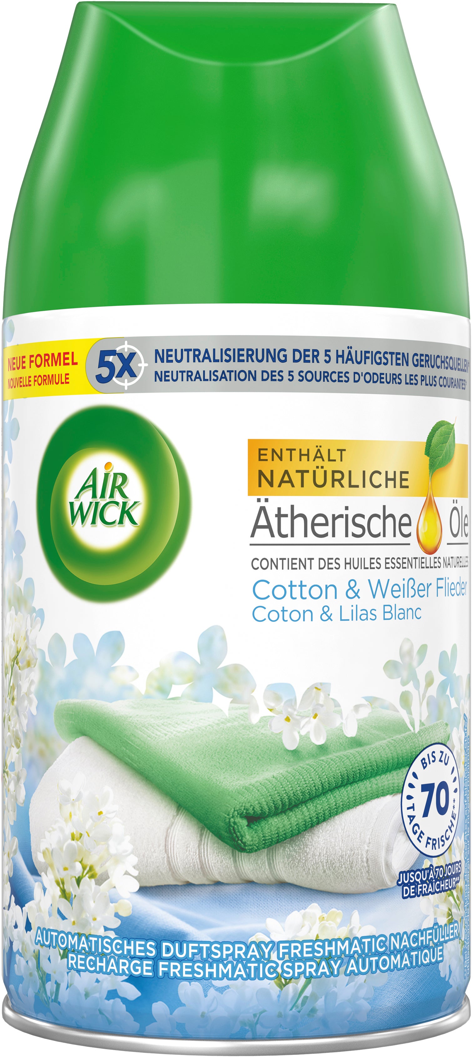 Air Wick Cotton & weisser Flieder – Duftkartusche, 250 ml, für Freshmatic