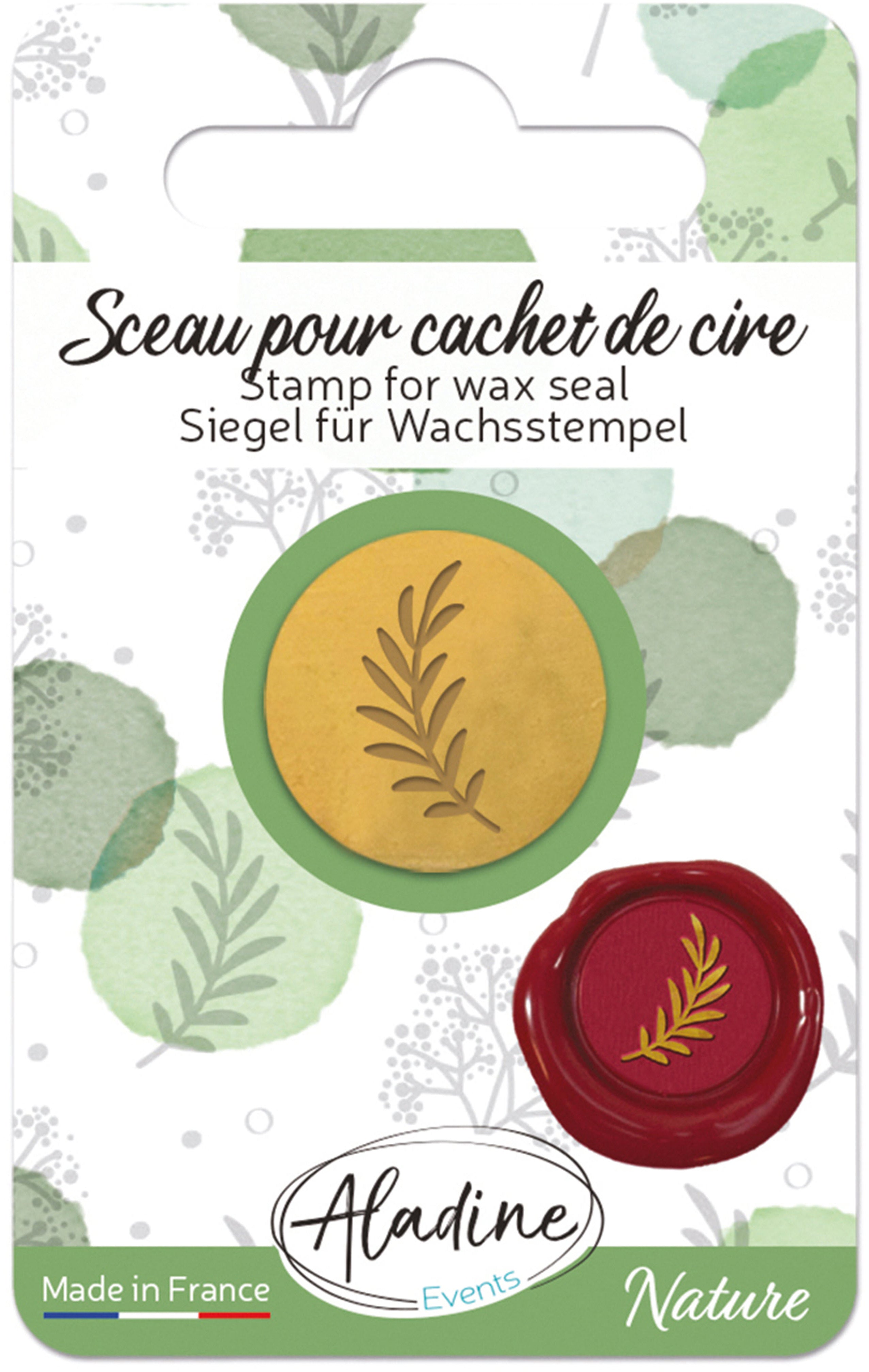 Aladine Siegel für Wachsstempel, Eukalyptus, Ø 1,8 cm, Messing/Aluminium, für Aladine Siegelgriff