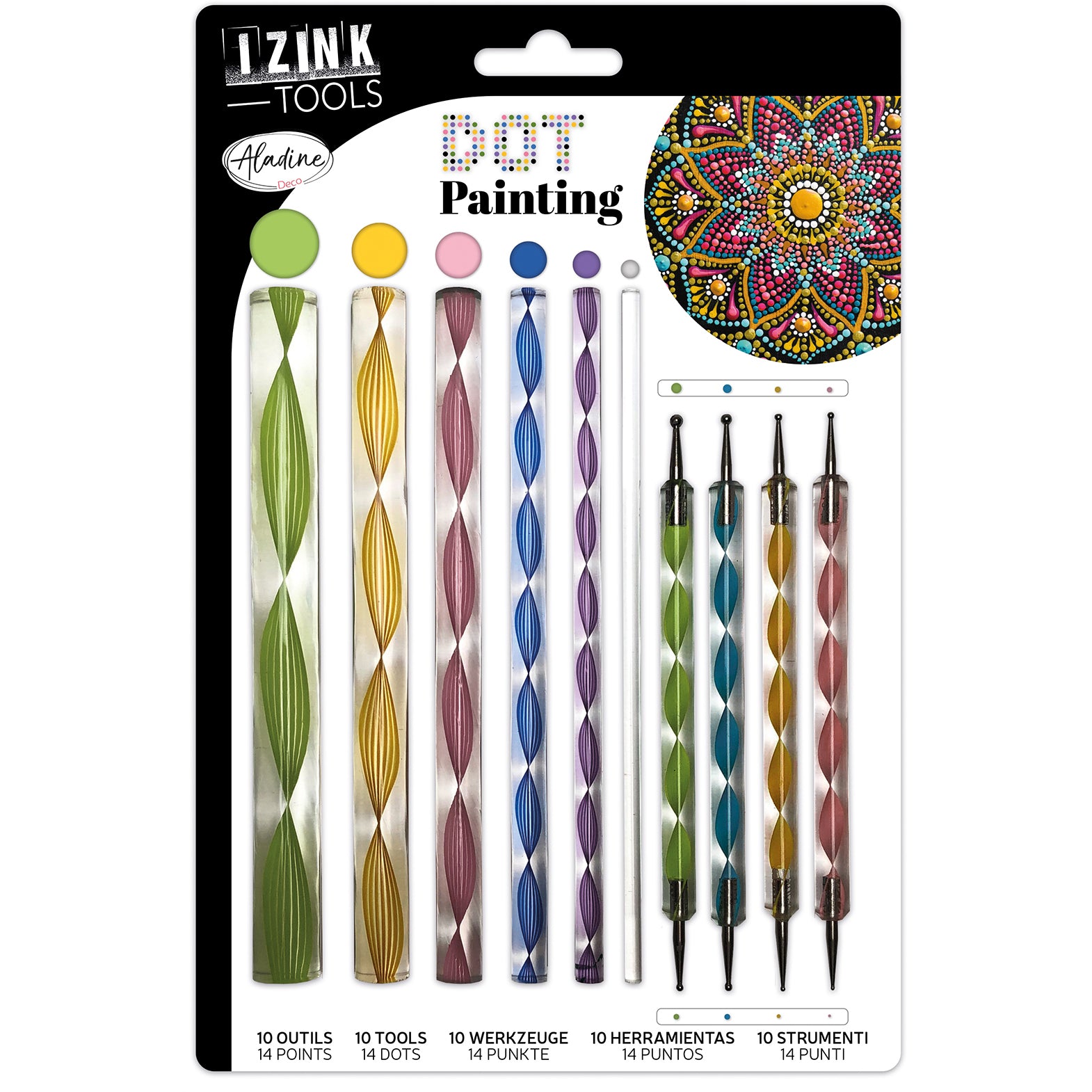 Aladine Dot Painting Set 80811 – 14 Spitzen (verschiedene), 10er-Set, 230 × 155 × 1 mm