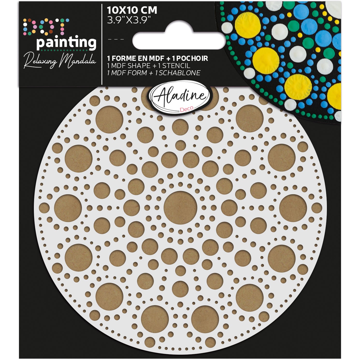 Aladine Form & Schablone – Punktmalerei-Set – 10 cm – MDF-Platte – 85500