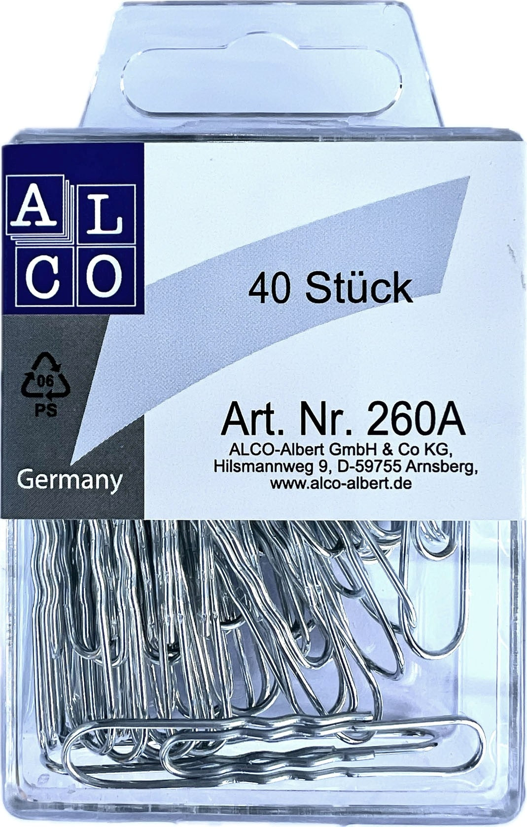 Alco Runde Aktenklammern 95 mm – verzinkt, gewellt – 40 Stk.