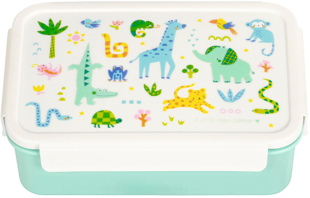ALLC Lunchbox Jungle – 1,2 l, 22,0 × 7,0 × 14,5 cm, Kunststoff, luftdichter Click-&-Close-Deckel, 2-fach