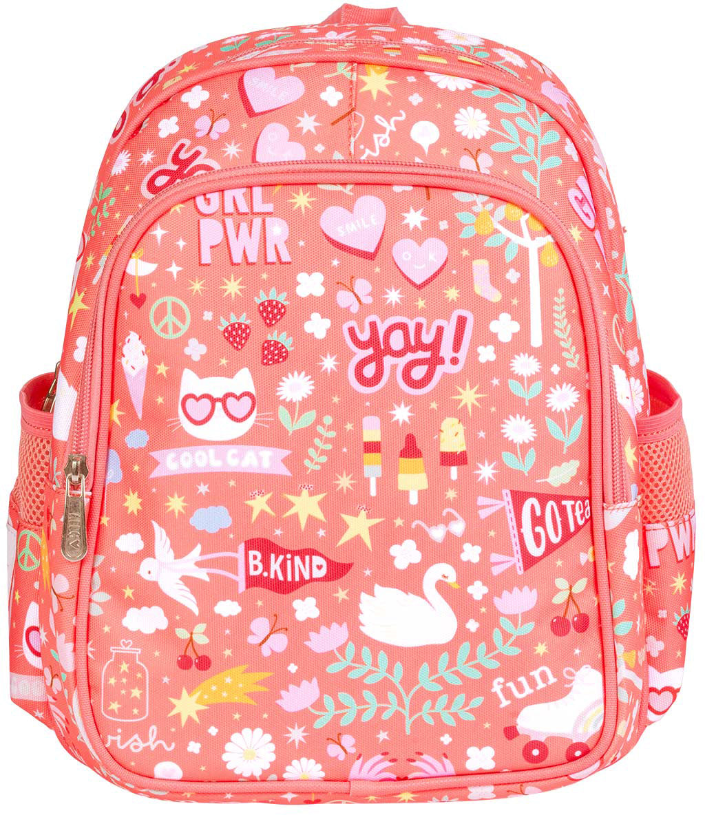 Allc Kindergartenrucksack BPFUCO76 Fun – isolierte Fronttasche, mit Brustgurt – Korallenrosa