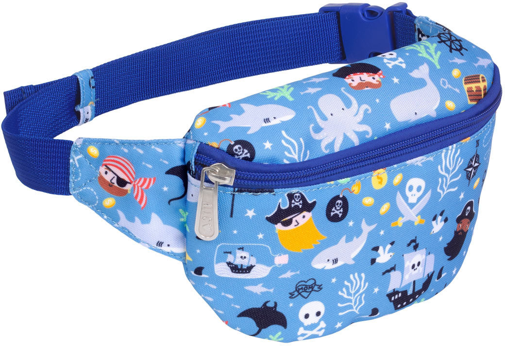 Allc BUPIBU01 – Umhängetasche, 1,4 l, Polyester, Blau, Piratenmotiv, 13 × 2 × 19 cm