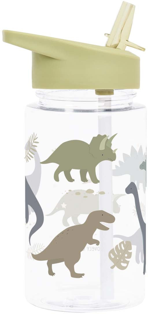 ALLC Kindertrinkflasche 450 ml – mit Strohhalm, Tritan, Dinosaurier