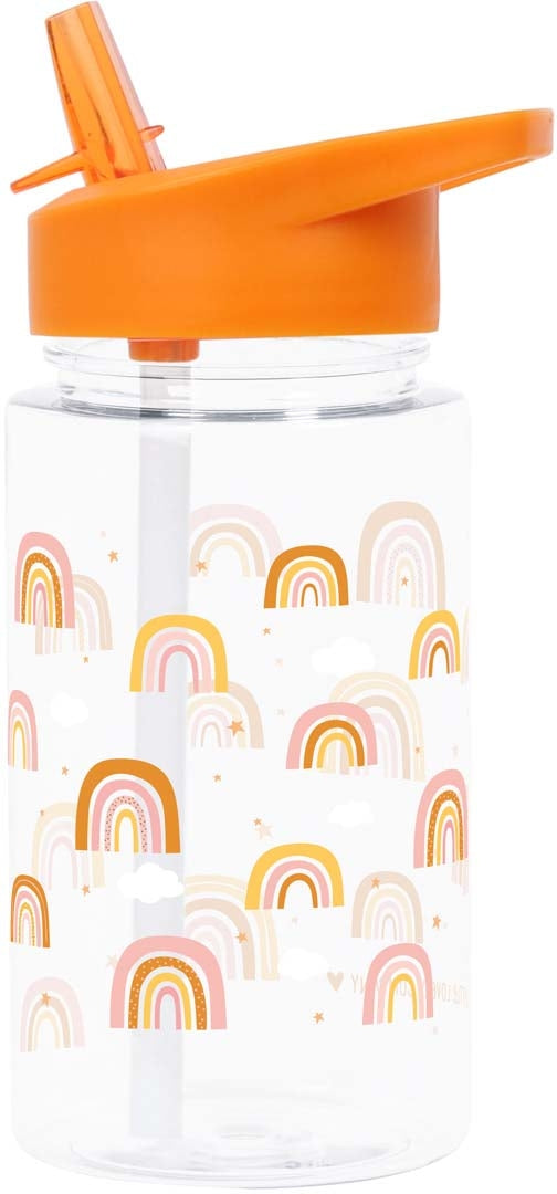 Allc Isolierflasche 450 ml – Doppelwandig, Tritan, mit Strohhalm, Rainbows
